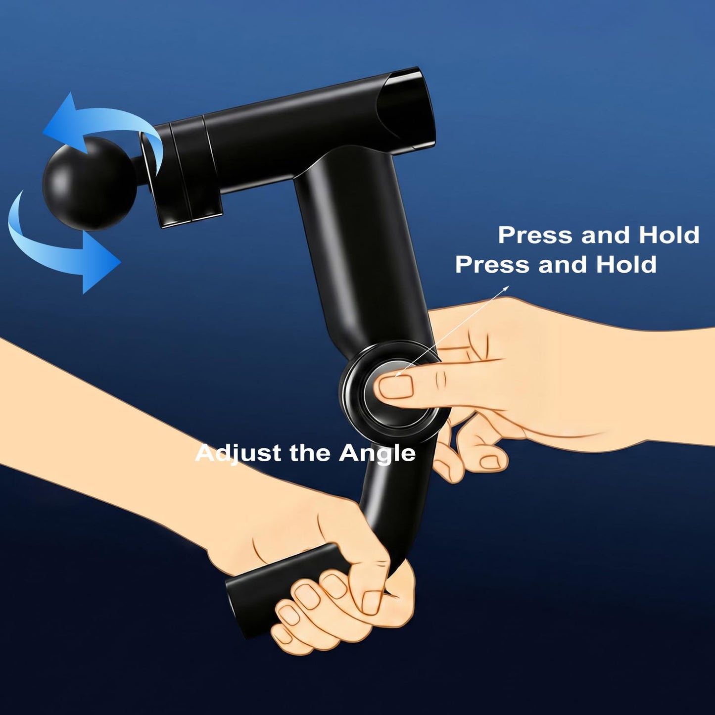 HISBO Foldable Massage Gun with Upgraded Extension Handle, 32 Speeds Massage Gun Deep Tissue - Back Massager for Pain Relief Deep Tissue, Muscles/Neck/Shoulders/Waist/Legs Massager
