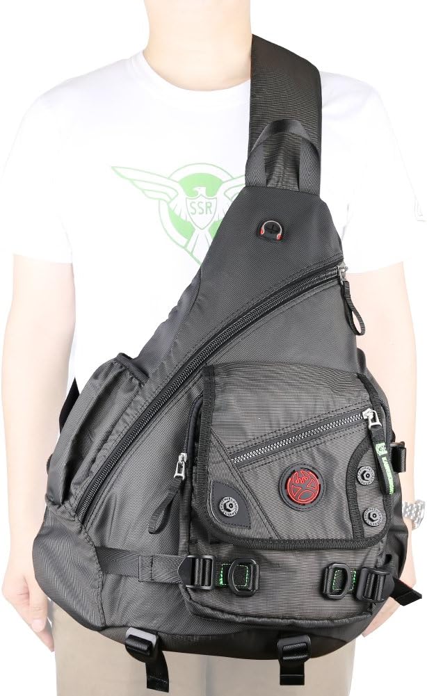 Backpack Large Sling Bag Laptop Cross Body Messenger Bag Shoulder Travel Rucksack (A-Black)