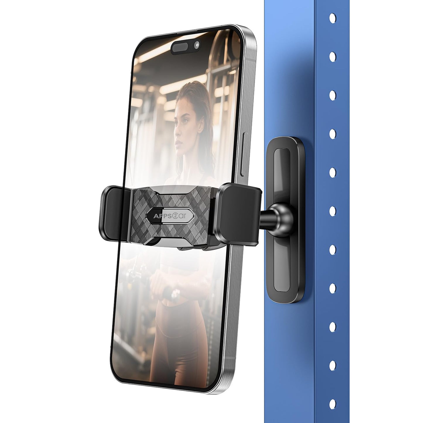 APPS2Car Magnetic Phone Holder for Gym, Alloy Base and Joint for Strong Hold, 360° Adjustable, Compatible with 4.7-6.5 Inch iPhone & Android Phones, Gym Accessories Gift for Men Women