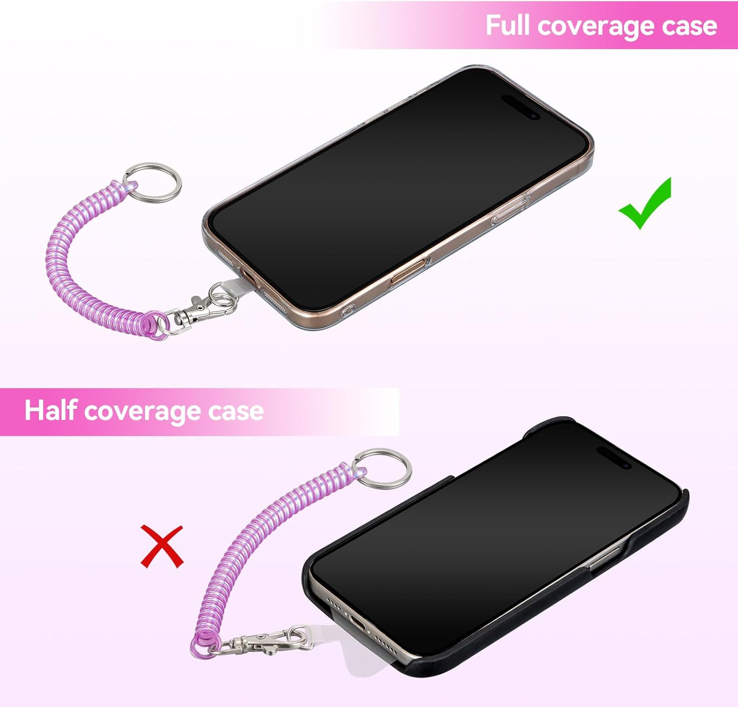 4 2* 4* 1* Doormoon Phone Lanyard Leash with Patch, Phone Tether, Phone Tether Tab, Carabiner for Climbing Outdoor
