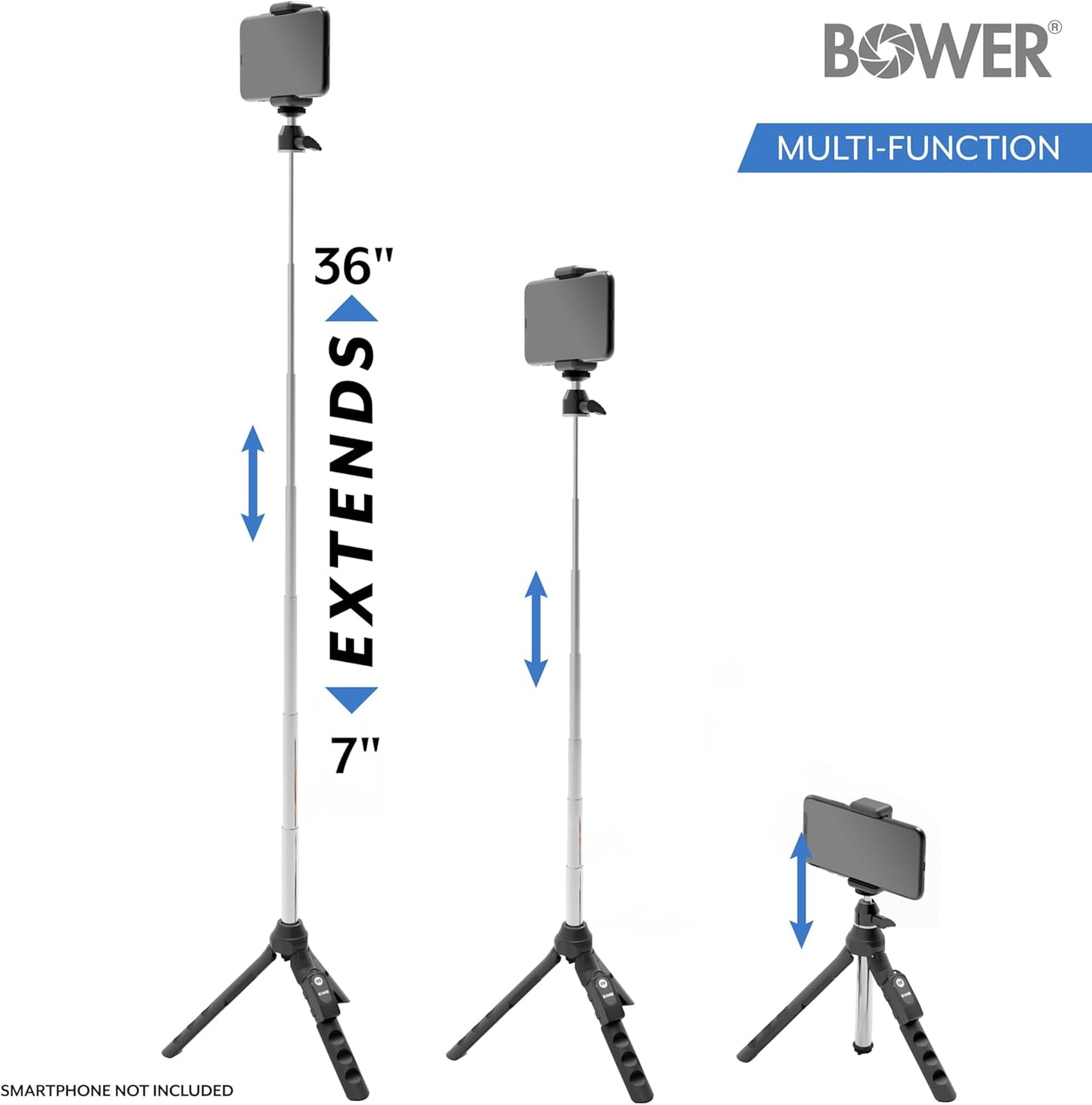 Bower 6-in-1 Multipod Tripod Selfie Stick with Remote Shutter for Smartphones