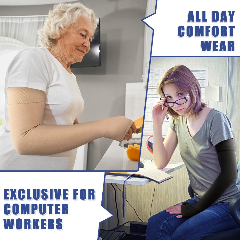 beister Lymphedema Medical Compression Arm Sleeve with Gauntlet for Men & Women (Single), 20-30 mmHg Full Arm Support.