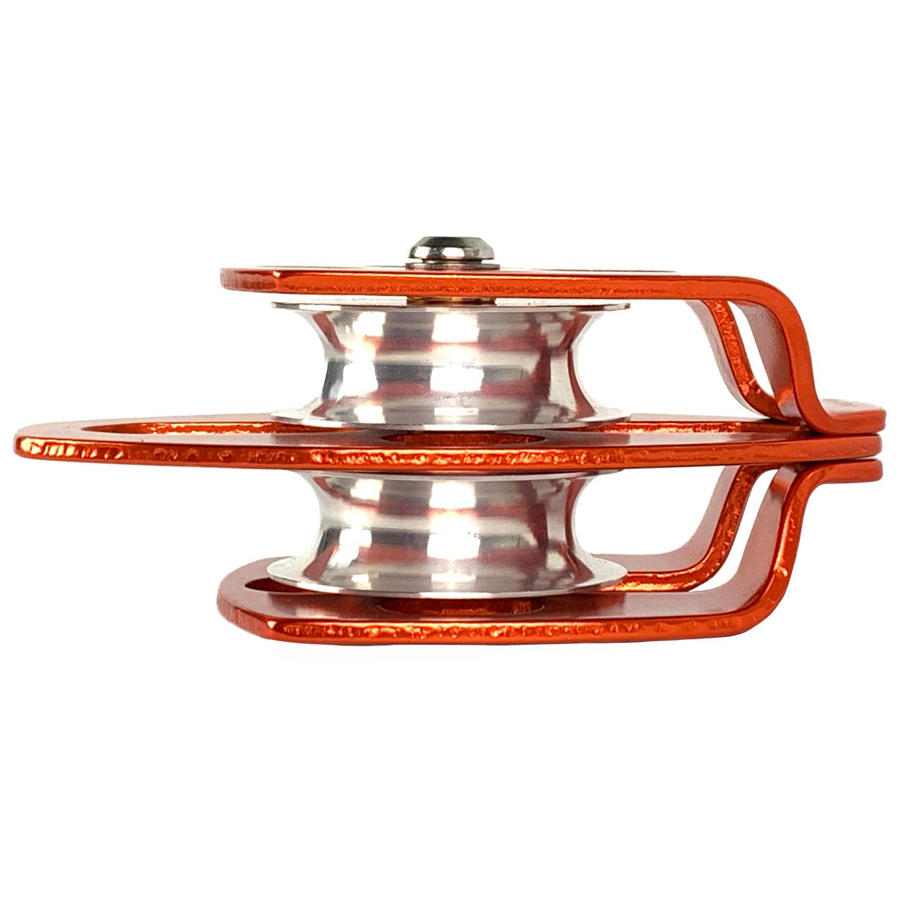ProClimb 30kN Aluminum Rope Pulley with Swing Plate - CE/UIAA Certified, Double Sheave (Orange) - 5/8" Rope