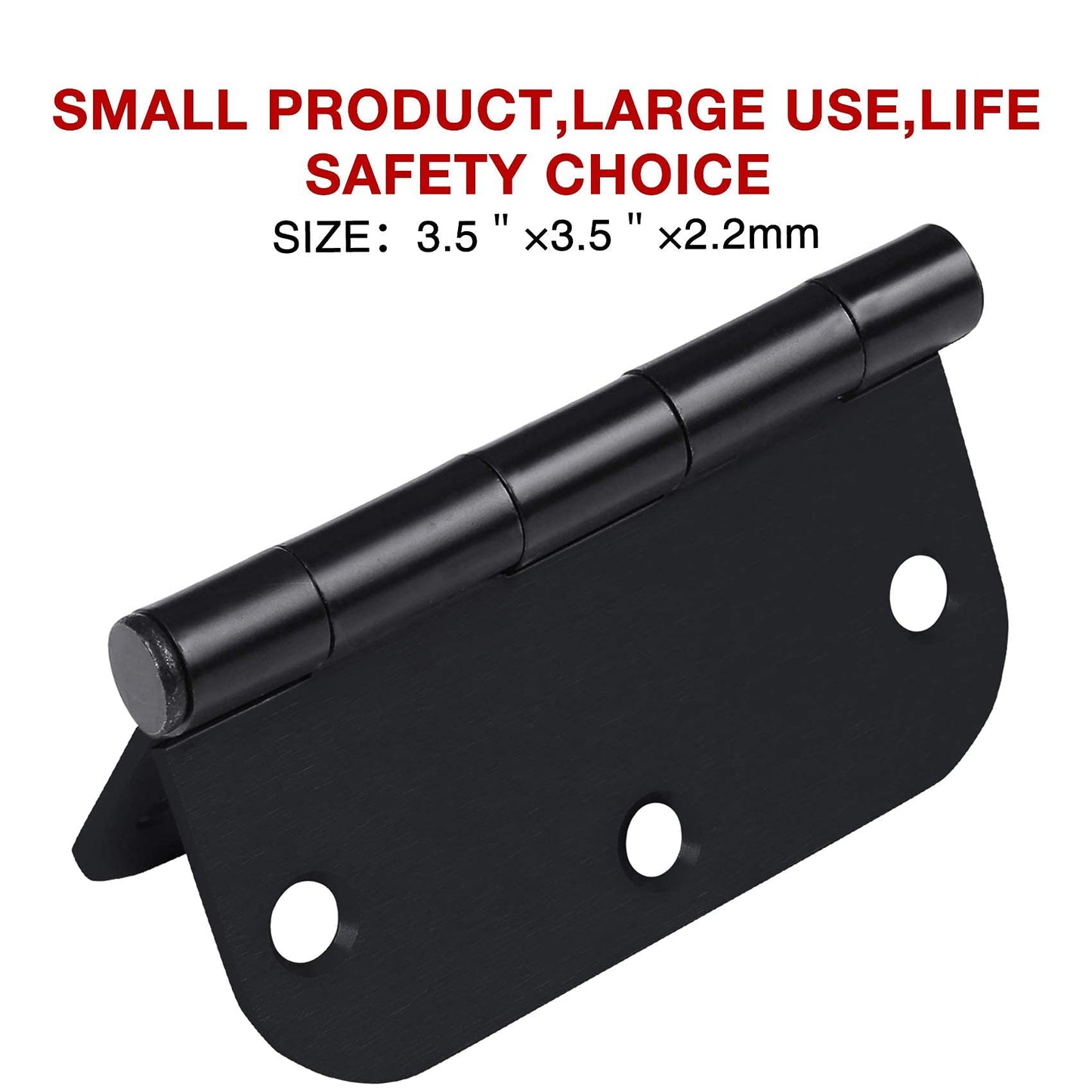 Matte Black Door Hinges No Sqeauk 3.5 x 3 1/2 Inch Interior Door Hinges for Doors Rounded 5/8" Radius 30 Pack