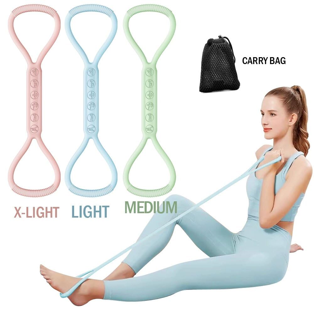 2025 Upgraded Figure 8 Resistance Band, 35lb Exercise Band for Kids Adult and Elderly, Stretch Fitness Band Workout Ropes for Arm Back Shoulder Yoga Pilates Physical Therapy(Sold in Single not in Set)