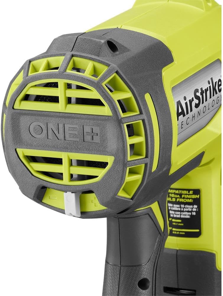 RYOBI ONE+ 18V 16-Gauge Cordless AirStrike Finish Nailer (Tool Only), P326, Green (Renewed)