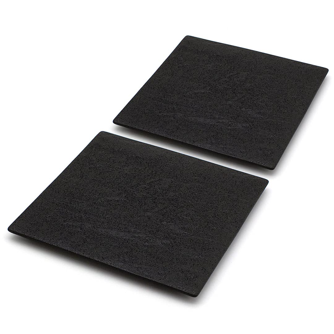 TIKUSAN Serving Platters Sushi Plate Set of 2 Square Plates Made in Japan Ceramic Plates for Dinner Party Restaurant for Appetizer Meat Dessert (Black)