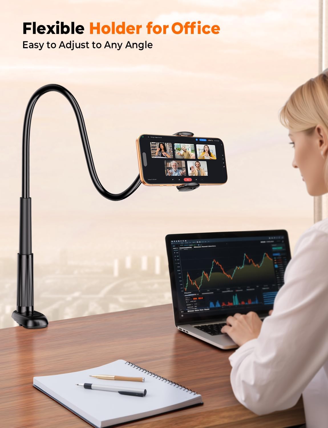 Mumay 17 4.78.6 Inch Gooseneck Kindle & Phone Holder for Bed: Flexible Long Arm Clamp Mount for Hands-Free Reading