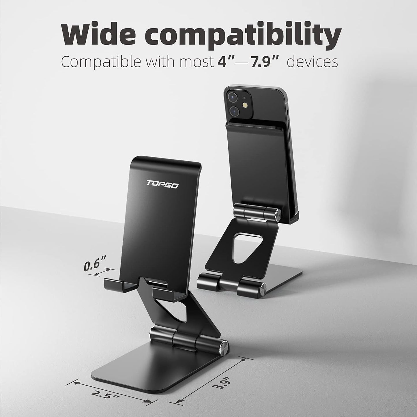 Beamingnet 14/Smartphones/iPad TOPGO Cell Phone Stand, [Stable & Height Adjustable] Foldable Cellphone Holder for Desk