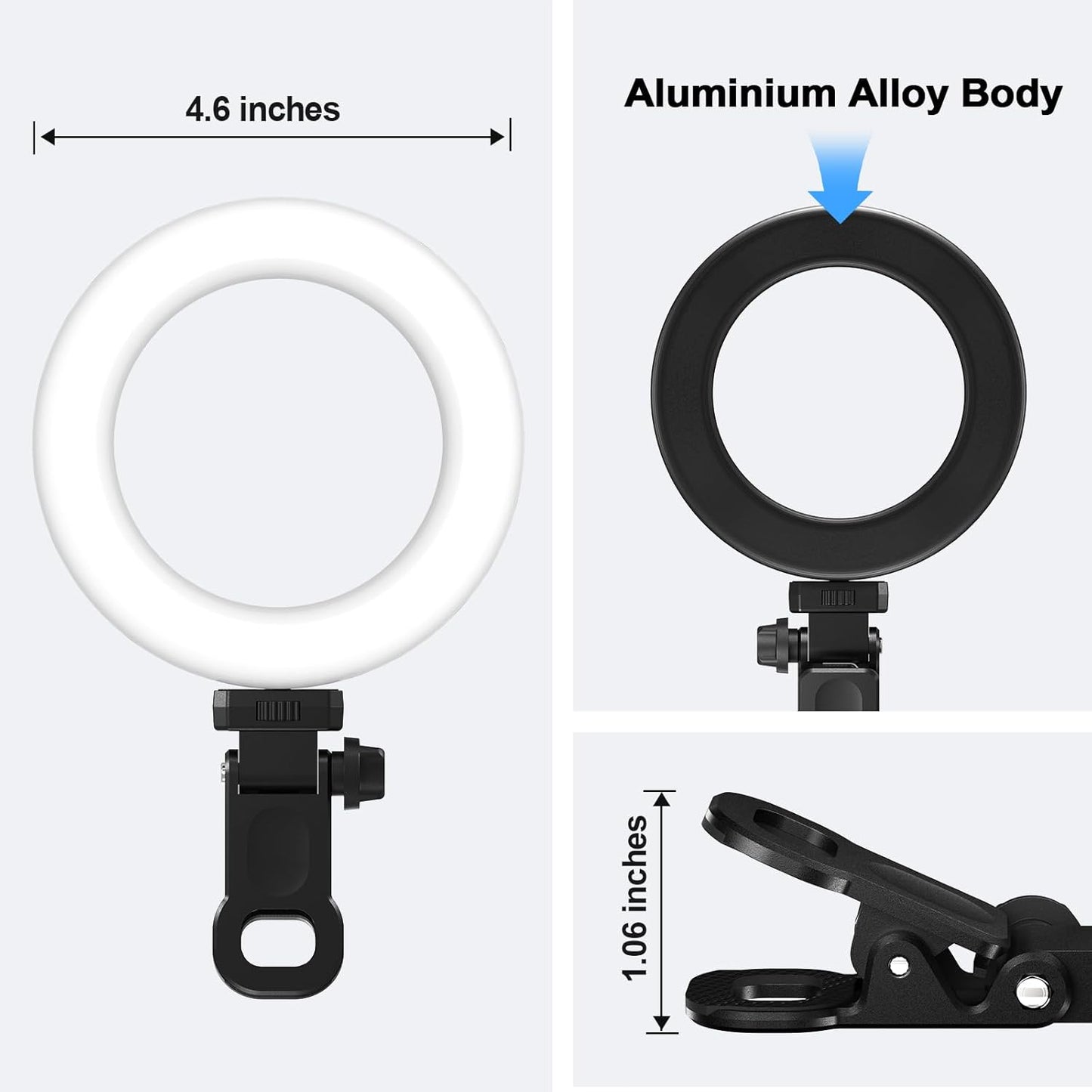 Meyin 10 Ring Light Clip on Laptop Monitor, Webcam Light Brightness Level Video Conference Lighting for Remote