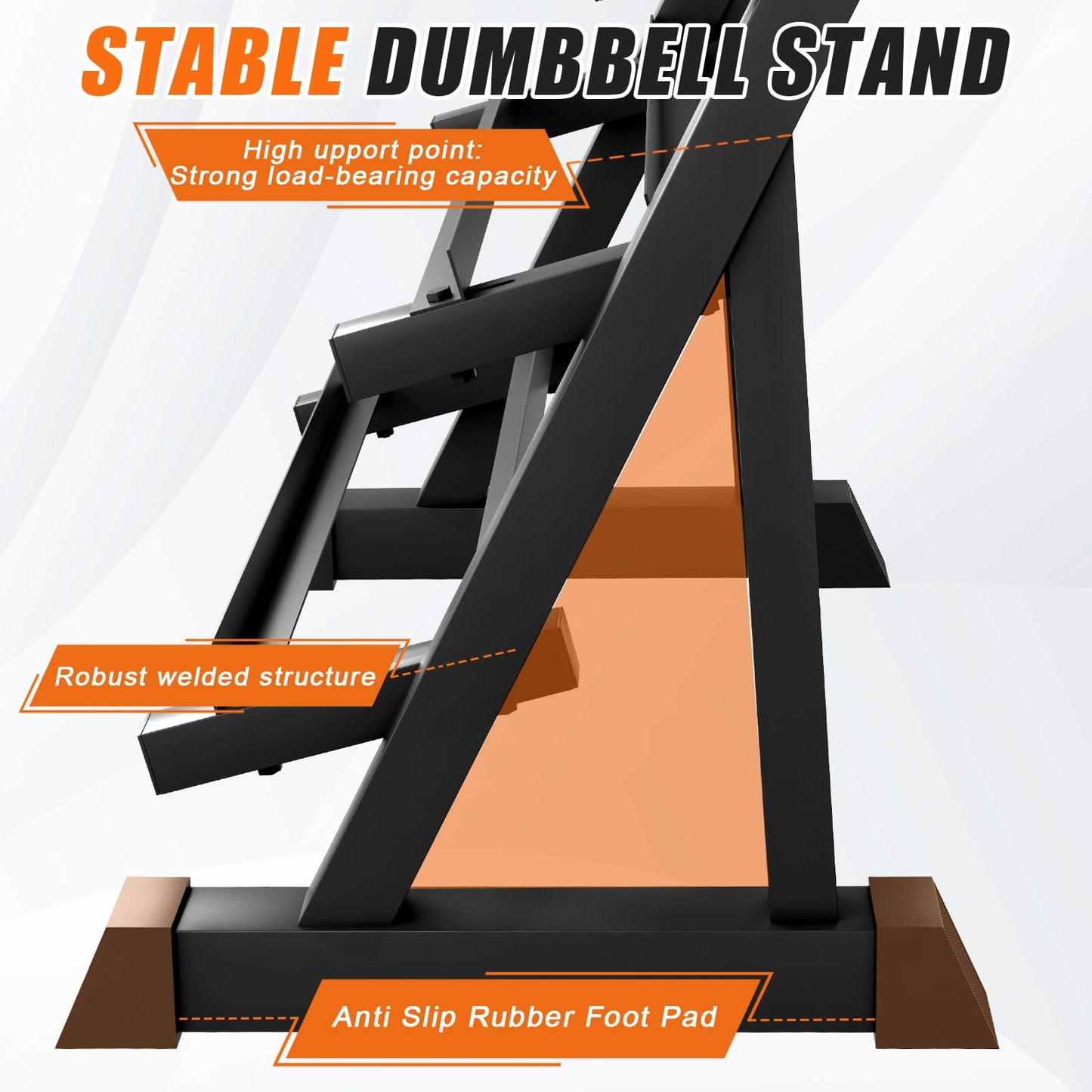 Dumbbell Rack 3-Tier Adjustable Dumbbell Rack Suitable for Dumbbells, Kettlebells, and Other Compact Weights Space-Saving Dumbbell Storage Rack - 1000LBS Capacity