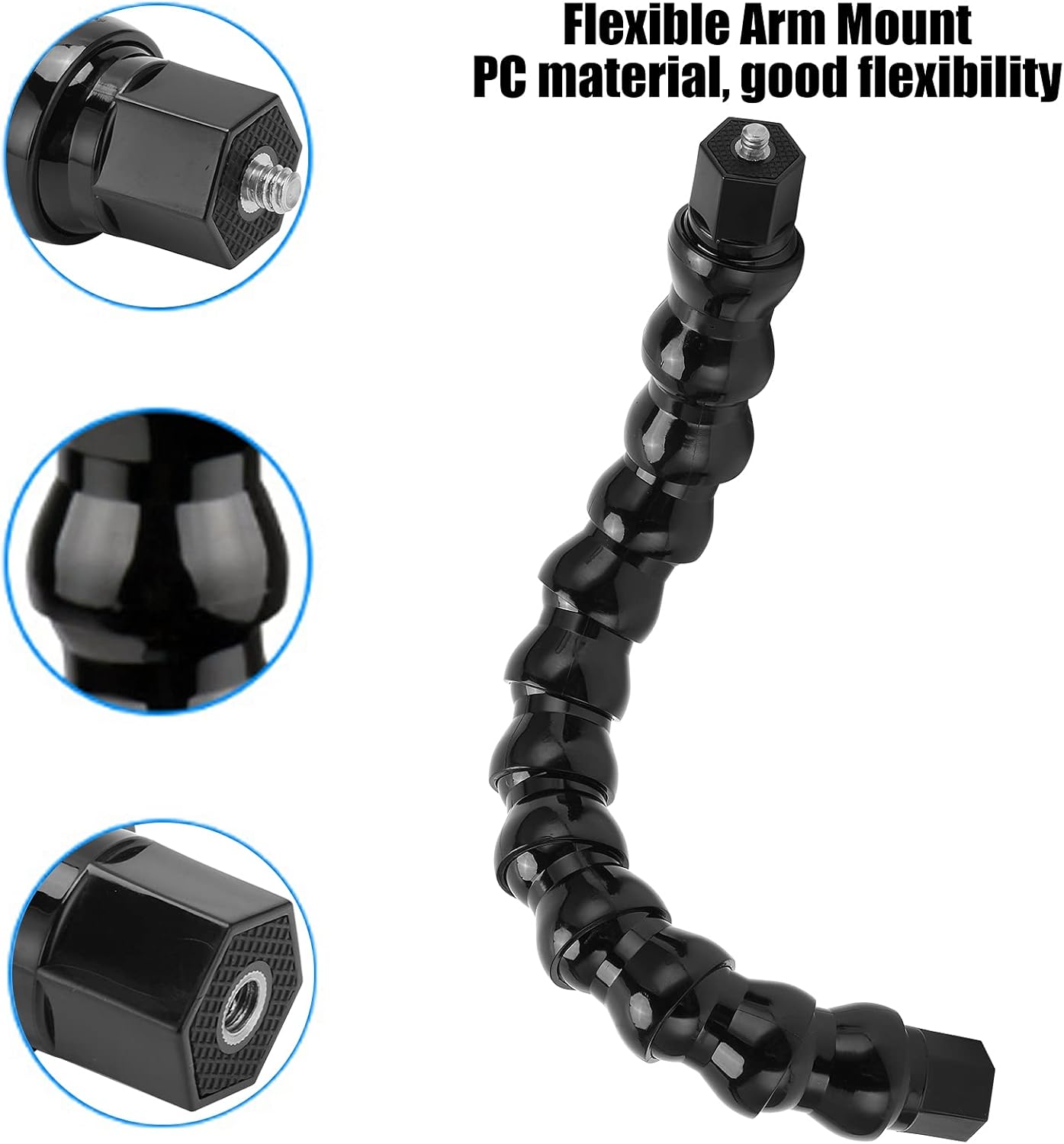 Milltrip 12-Section 1/4in Flexible Arm Mount Monopod, Gooseneck Camera Mount, Adjustable Sports Camera Holder, Screw