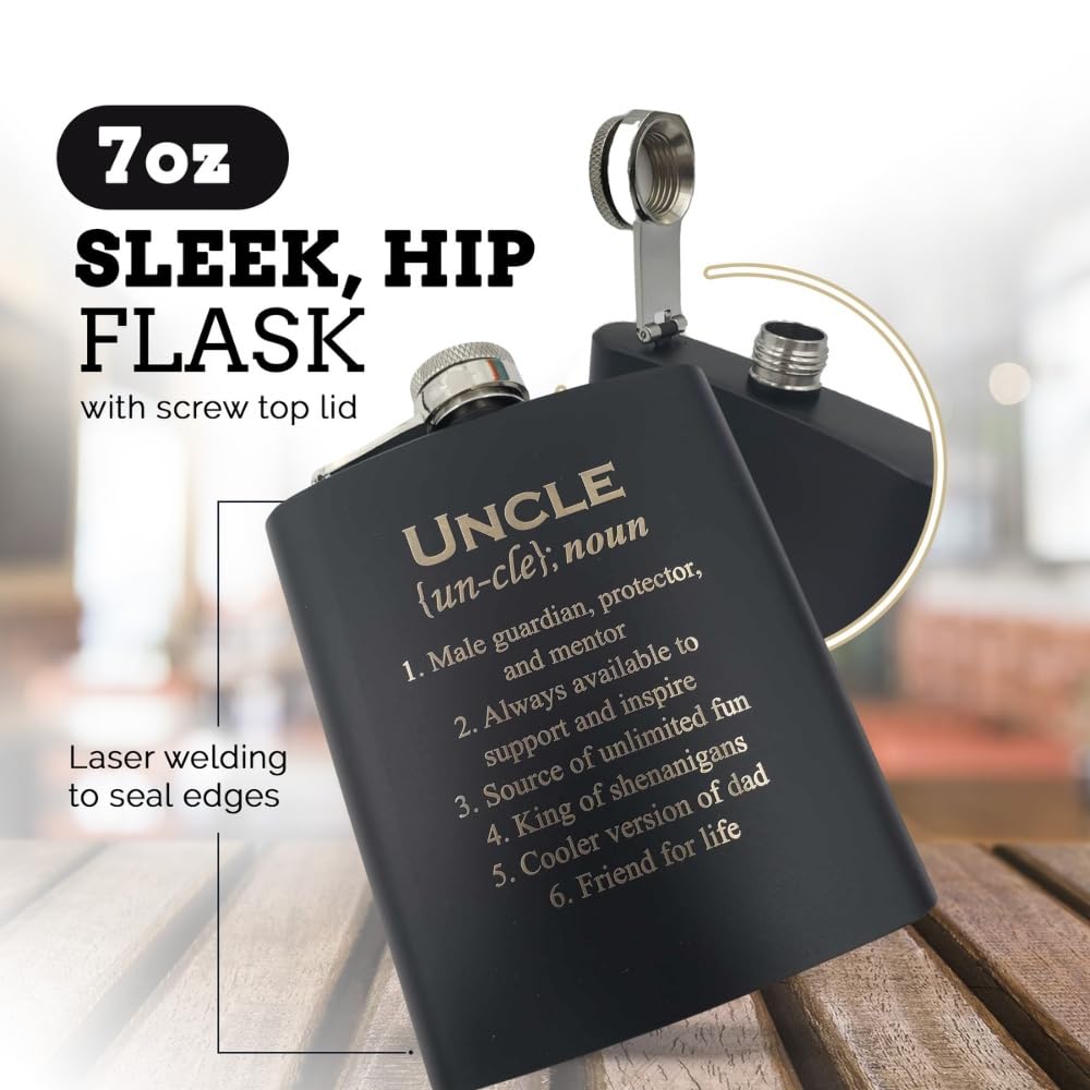 Favorite Uncle Gifts from Niece Funny, Birthday Gifts for Uncle from Nephew, Funny Fathers Day for Uncles, from Nephew, Godfather Gift, Pregnancy Announcement, Hip Flask