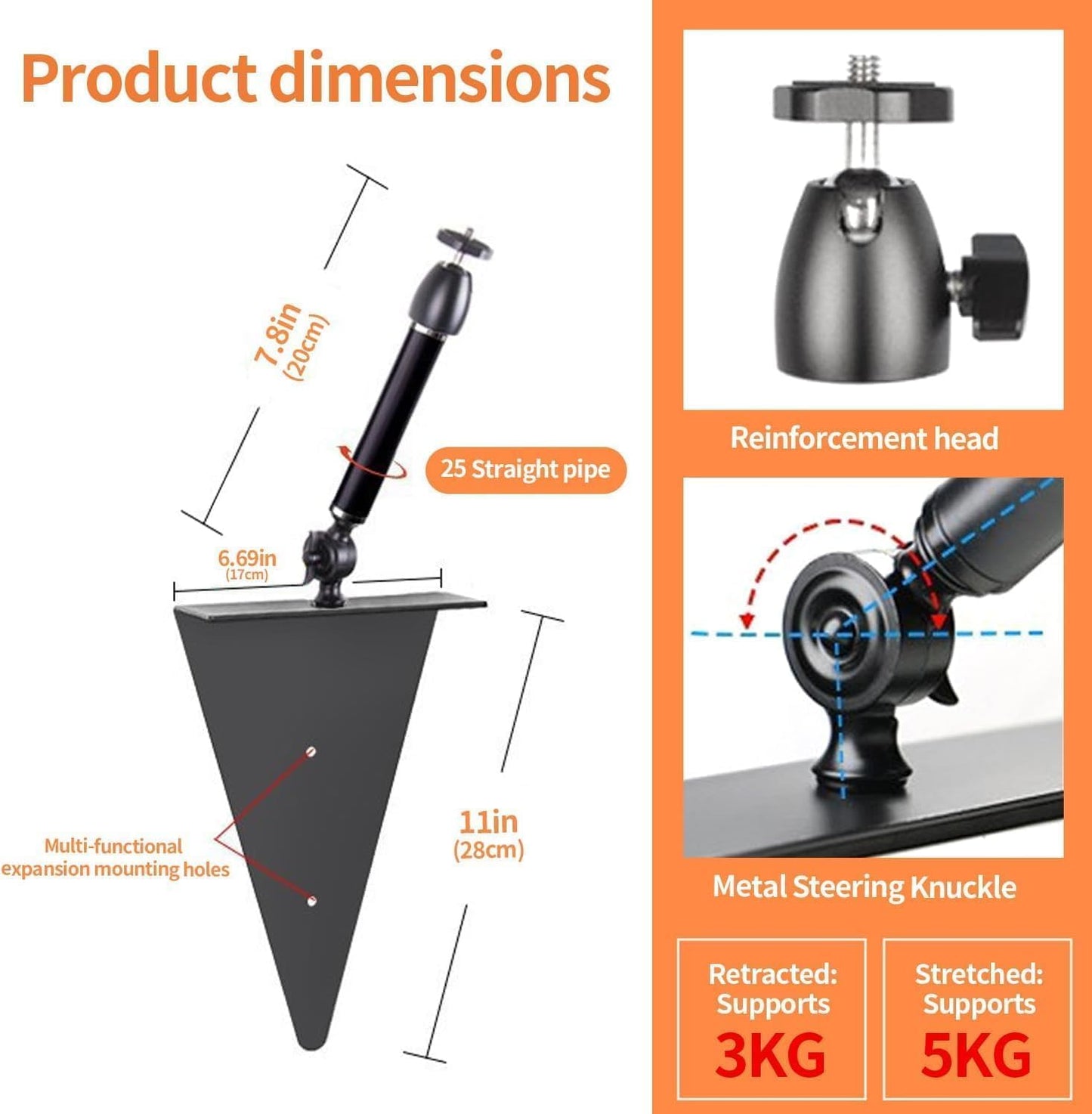 My Diemlife 20 cm, 99% My DIMELIFE Bed Sofa Projector Stand - Fixed Length Angle Adjustble Projector Mount, Invisible
