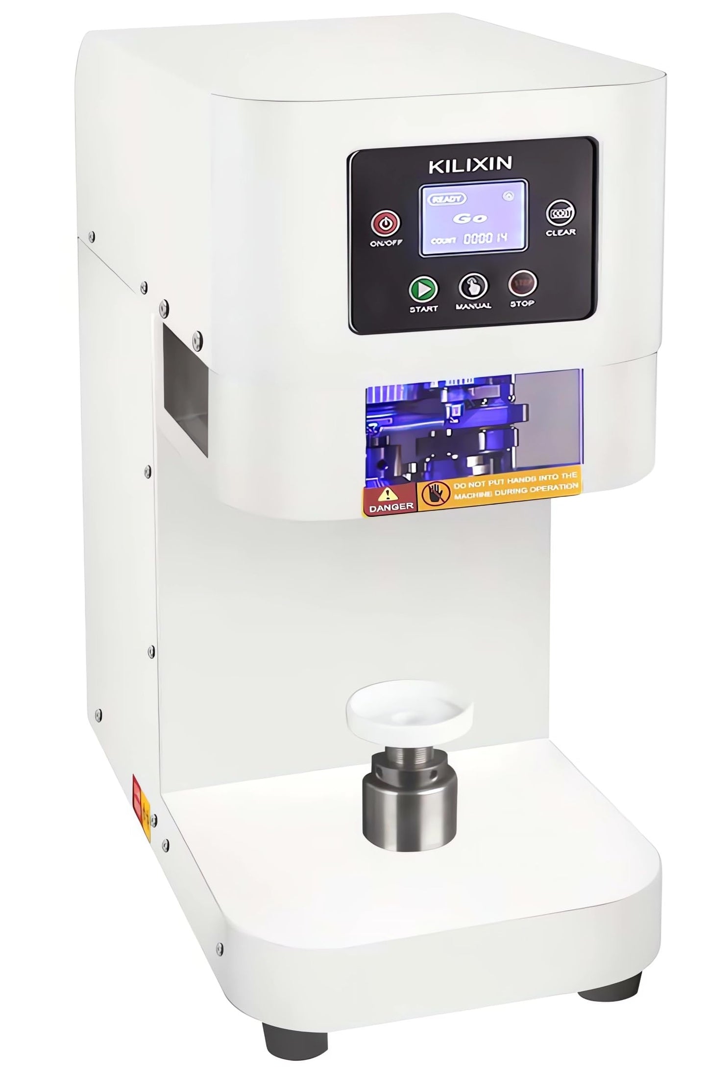 Automatic Commercial Can Sealer Machine, Roller Rotates Bottle Won't Rotate - Soda Can Seaming Machine, Height Adjustable, Electric Bottle Sealer Machine for Plastic Aluminum Beer Can (5.5cm in Diam.)