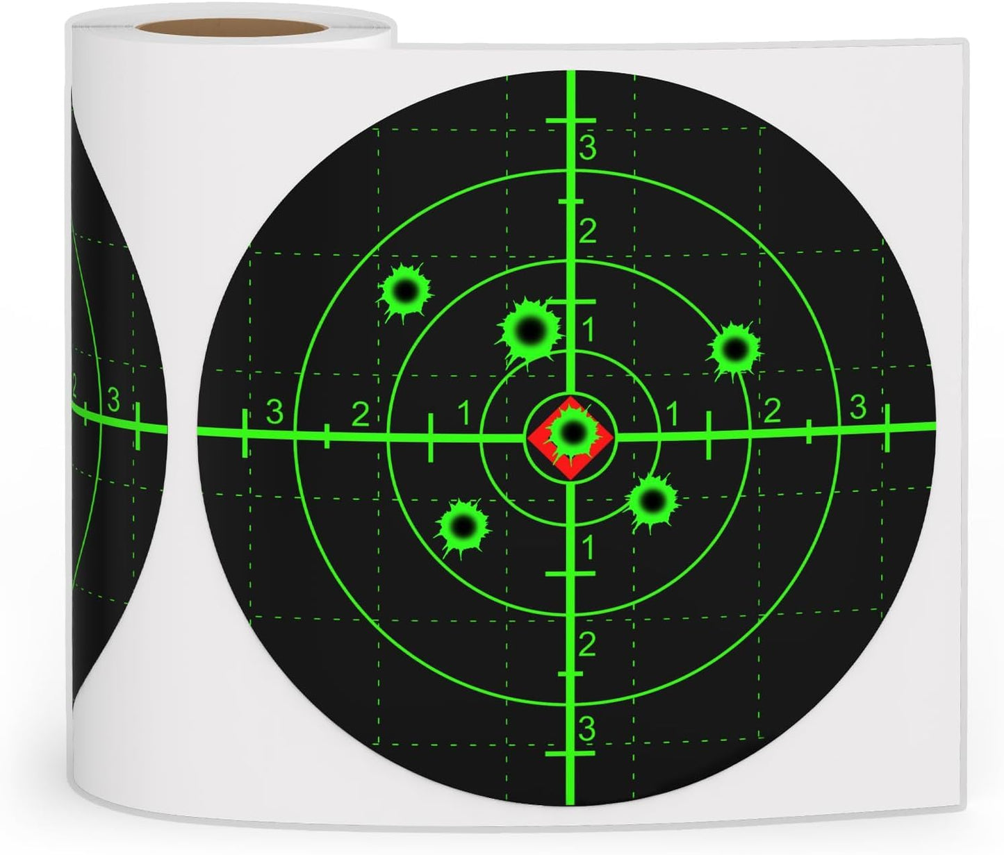 Camdeez Splatter Shooting Targets 6 Inch Reactive Paper Target Stickers 100pcs - Self Adhesive Target Roll for Rifles, BB Guns, Airsoft, Pellet Guns Indoor Outdoor Range