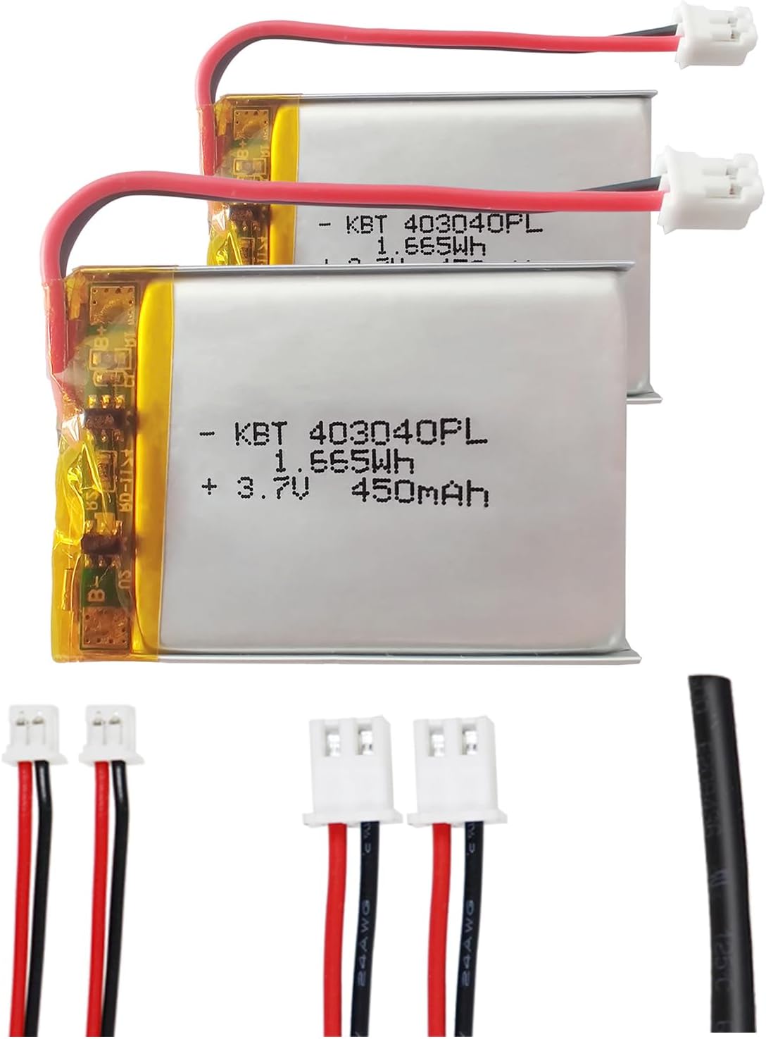 KBT KEEP BETTER TECH 3.7V 450mAh 403040 2.0 2Pack KBT Li-Polymer Battery: Rechargeable Li-ion Batteries Replacement