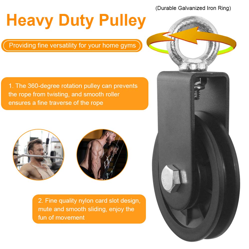 VUAOHIY Cable Pulley - 3.54 In/90 mm 360 Degree Rotation Traction Wheel, Strong Bearing Capacity Pulley System for Home Gym and Lift Cable Machine - 2 Pack