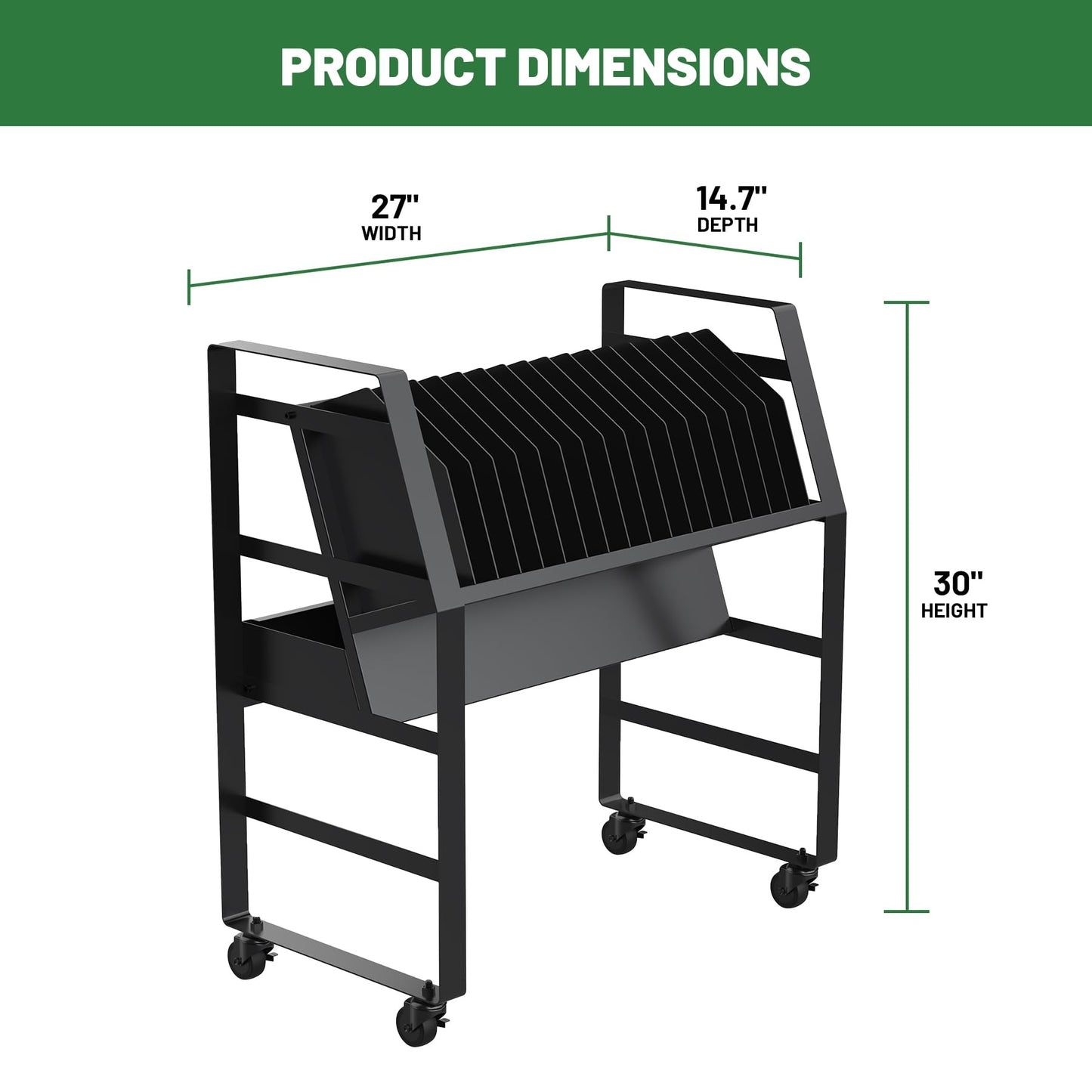 biosp 16 Devices Mobile Open Charging Cart, Rolling Charging Dolly with Wheels for Laptop Computers, Chromebooks, Electronic Equipment Organizer Rack for Office, Classroom (Power Strip Included)