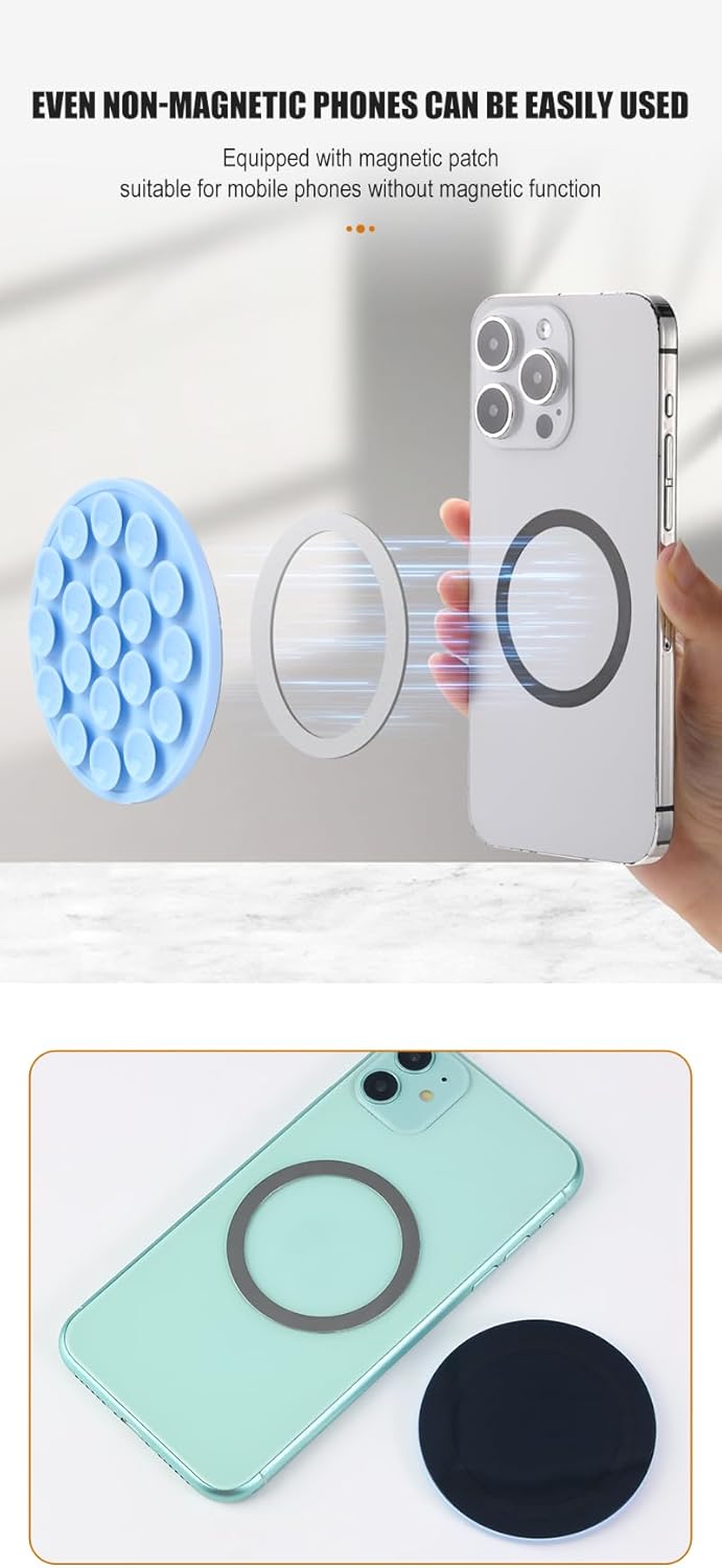 BSSZRYLT 1 Pack Magnetic Silicone Phone Holder with Suction Cup, Phone Stand Grip for Hands-Free Use, Bubble Texture