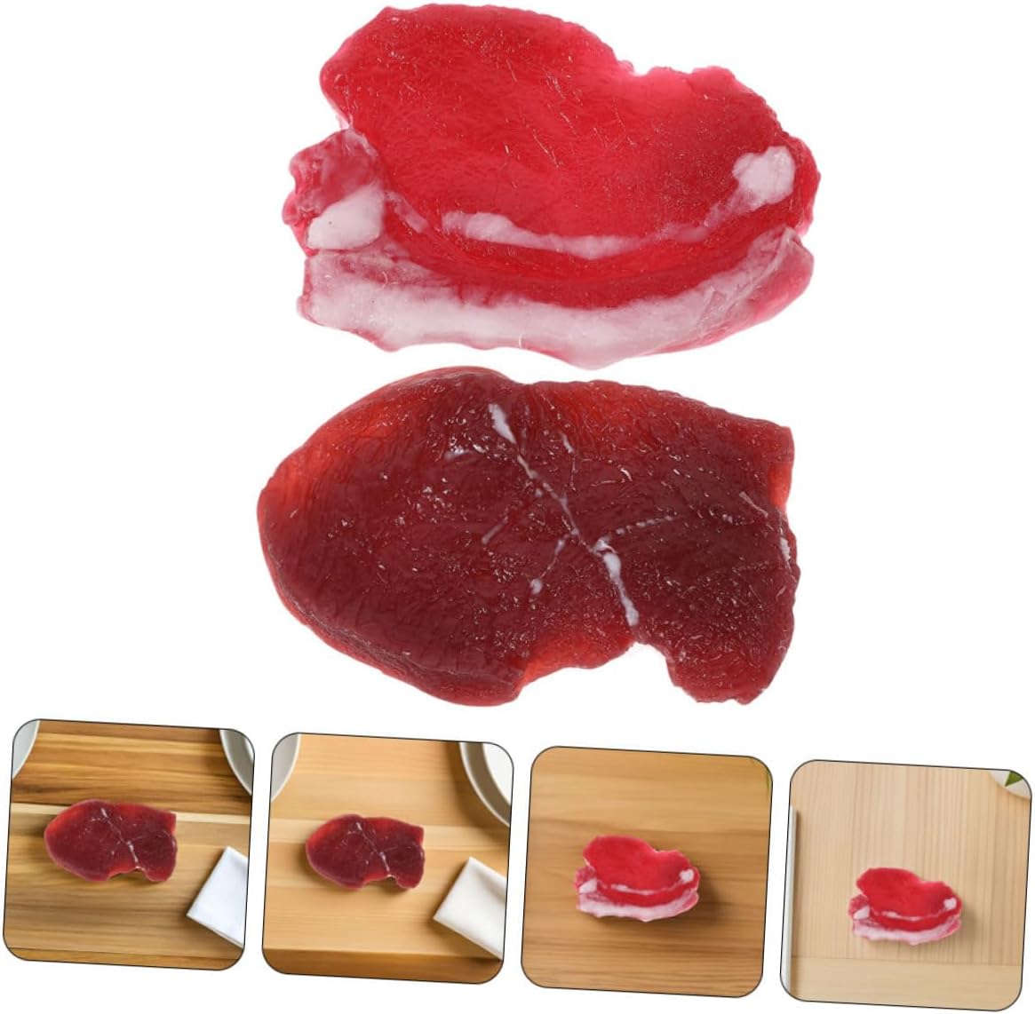 Set 2pcs Veemoon Realistic Fake Pork and Beef Meat Model for Kitchen Decor and Photography Props Lifelike Simulated