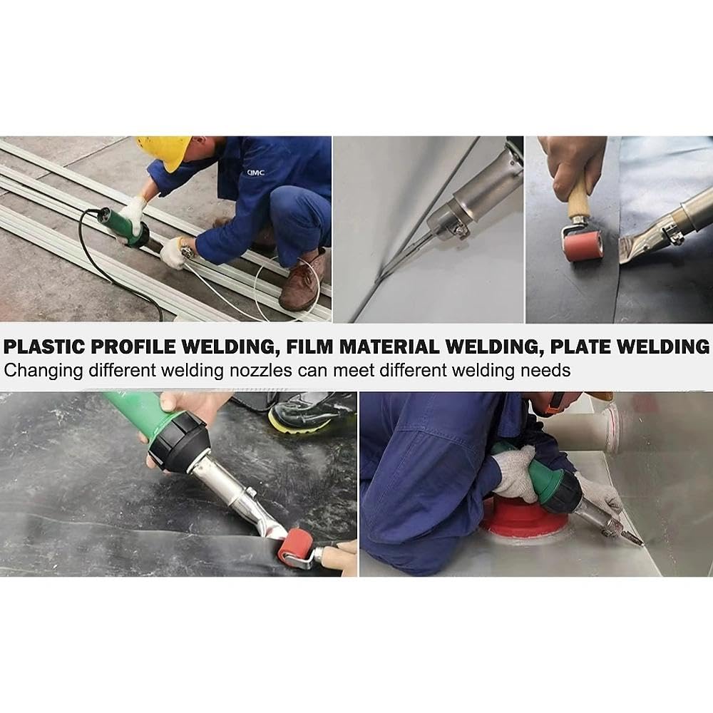 110V 1600W Plastic Welding Gun Hot Air Heat Gun Adjustable Temperature PVC TPO Welding Kit Accessories Speed Nozzle Roller Dolphin Knife Hook