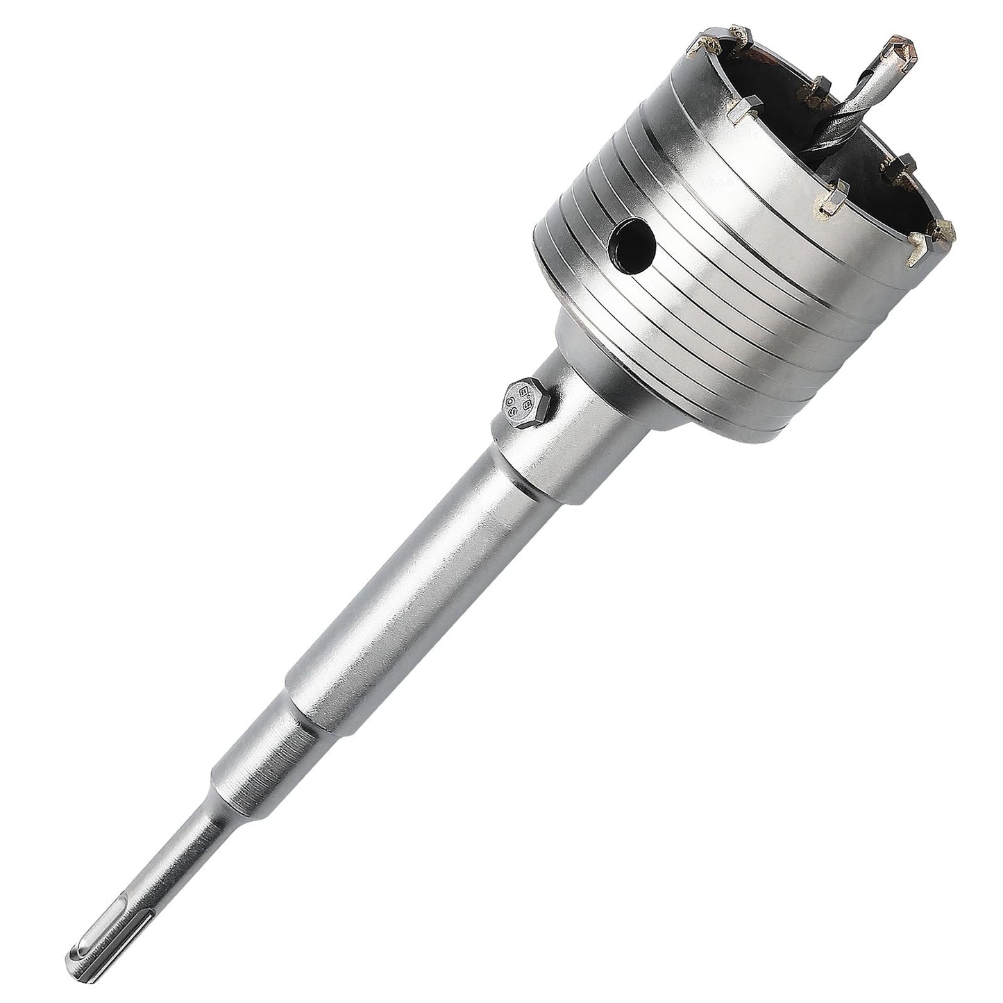 GRIXLEN 2.5 inch / 65mm Concrete Hole Saw with SDS Plus Shank Connecting Rod, 6.3mm Tungsten Carbide Tip for Concrete, Cement, Brick Wall