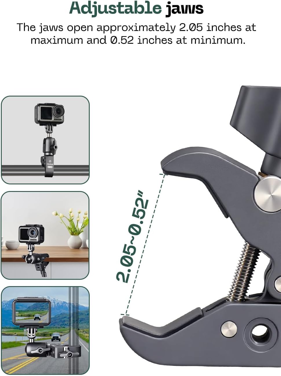 FANAUE 1" Action Camera Universal Ball Adapter with Handlebar Base Mount Strong Rod Clamp,B Size Ball Compatible Gopro