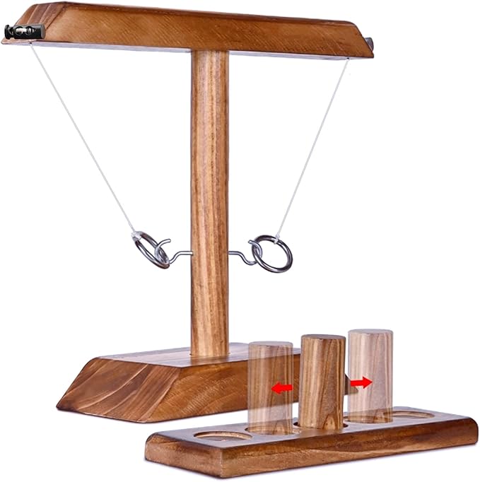 Hook and Ring Game with Shot Ladder, Ring Toss Game for Adults, Wooden Ring Hook Tossing Game Yard Games, Indoor Outdoor Games for Adults Party