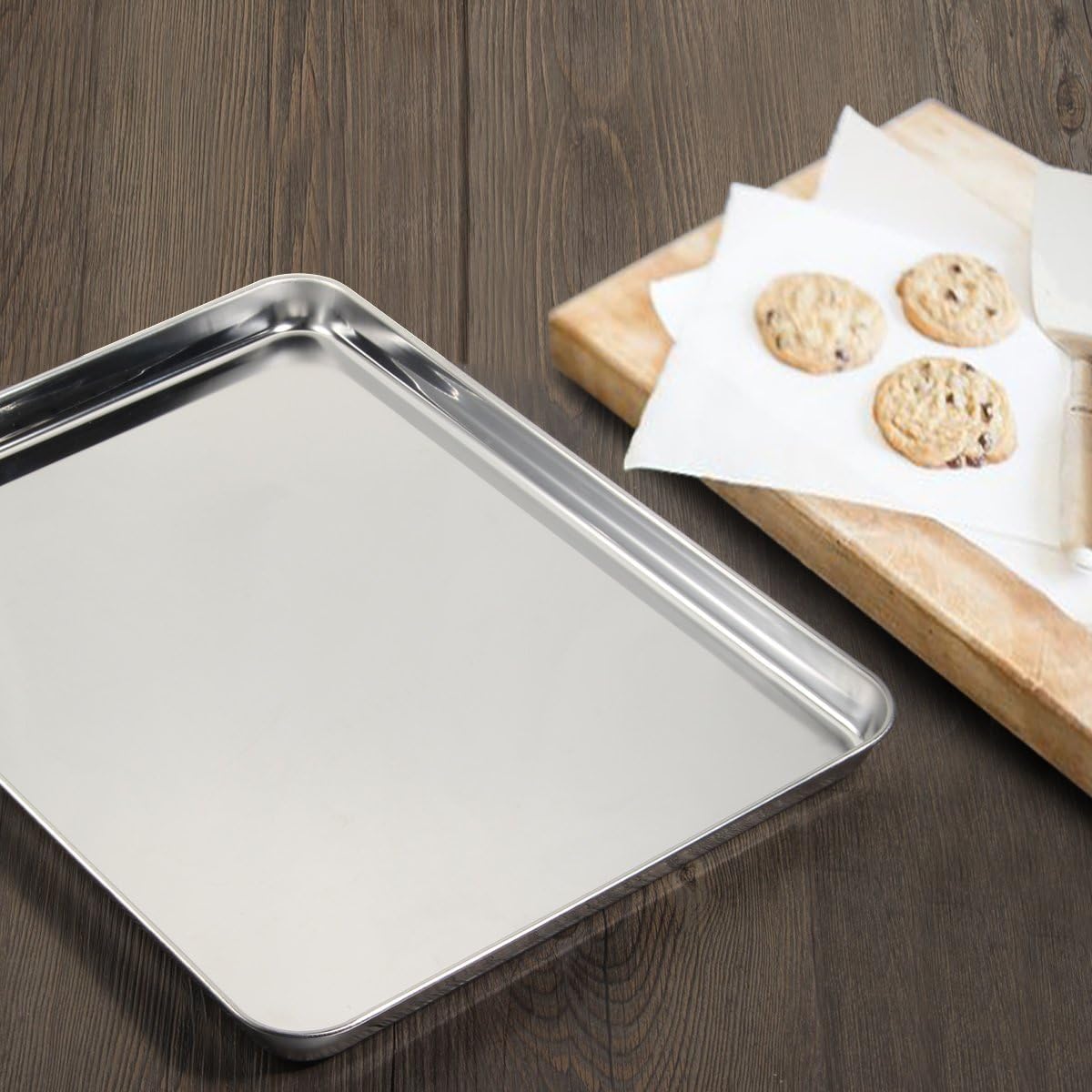 Yododo Stainless Steel Baking Sheet Set - Non-Toxic & Easy Clean | 4-Piece Cookie Tray Set (16", 12", 10", 9")