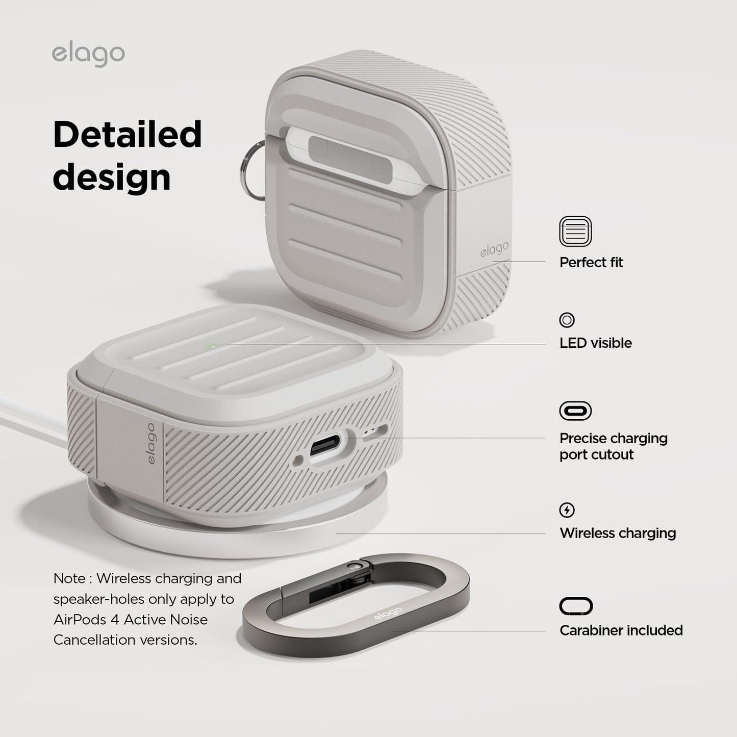 elago 4 4th Armor Compatible with AirPods Case - for AirPods Generation Cover, Carabiner Included, Supports Wireless