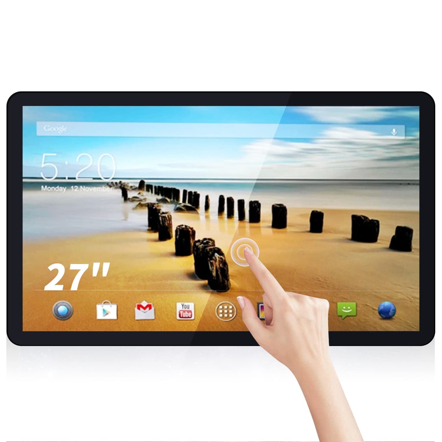 TouchWo 27 inch Android 11 Touchscreen Monitor Tablet, 16:9 FHD 1080P, WiFi & BT, Built-in Speakers, RK3568 2GB RAM & 32GB ROM, Smart Board for Classroom, Meeting & Game