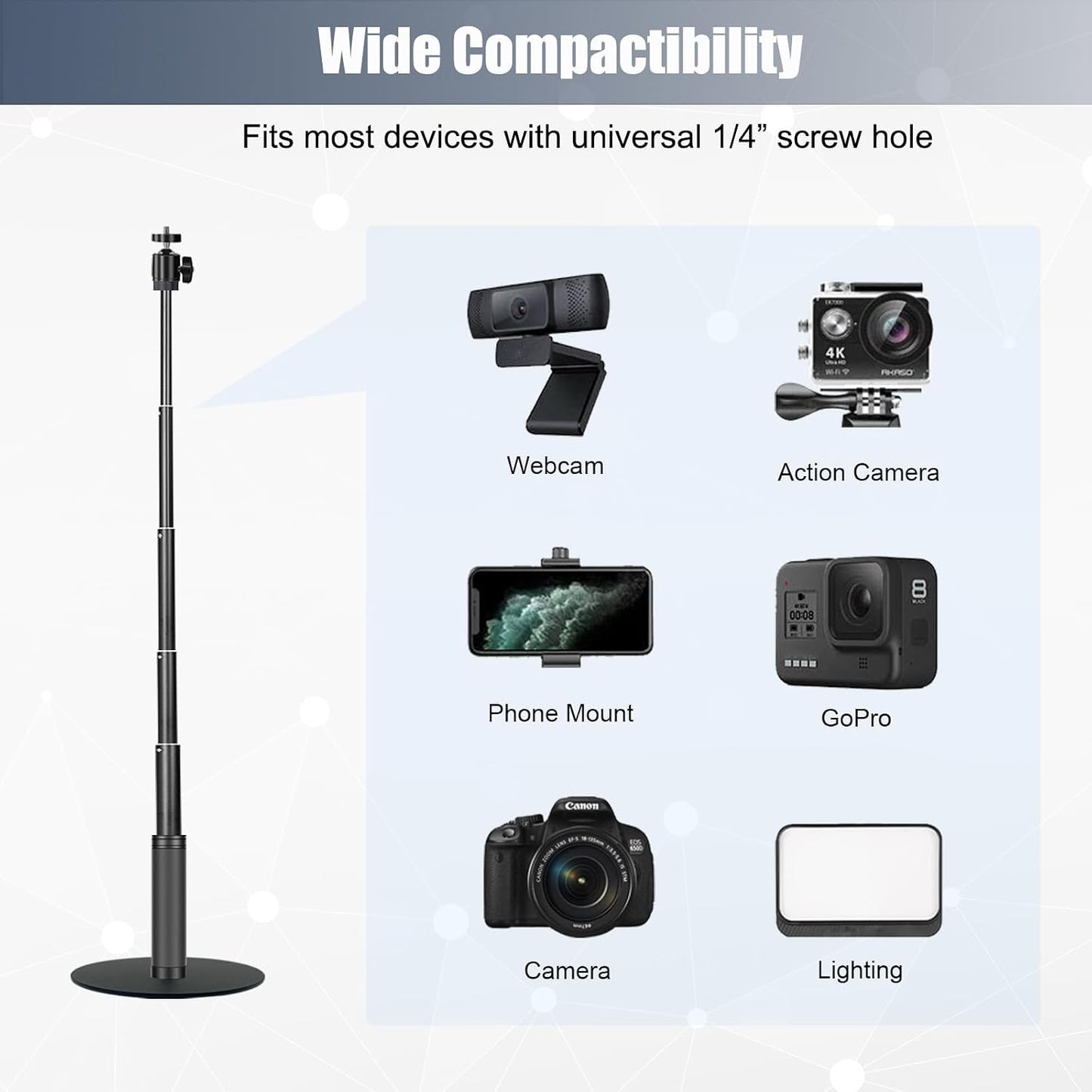 JCWINY 28 Inch C922 C930e C920S C920 C615 C960 C920x 4K N60 Webcam Stand, Web Cam Stand for Desk, Adjustable Webcam