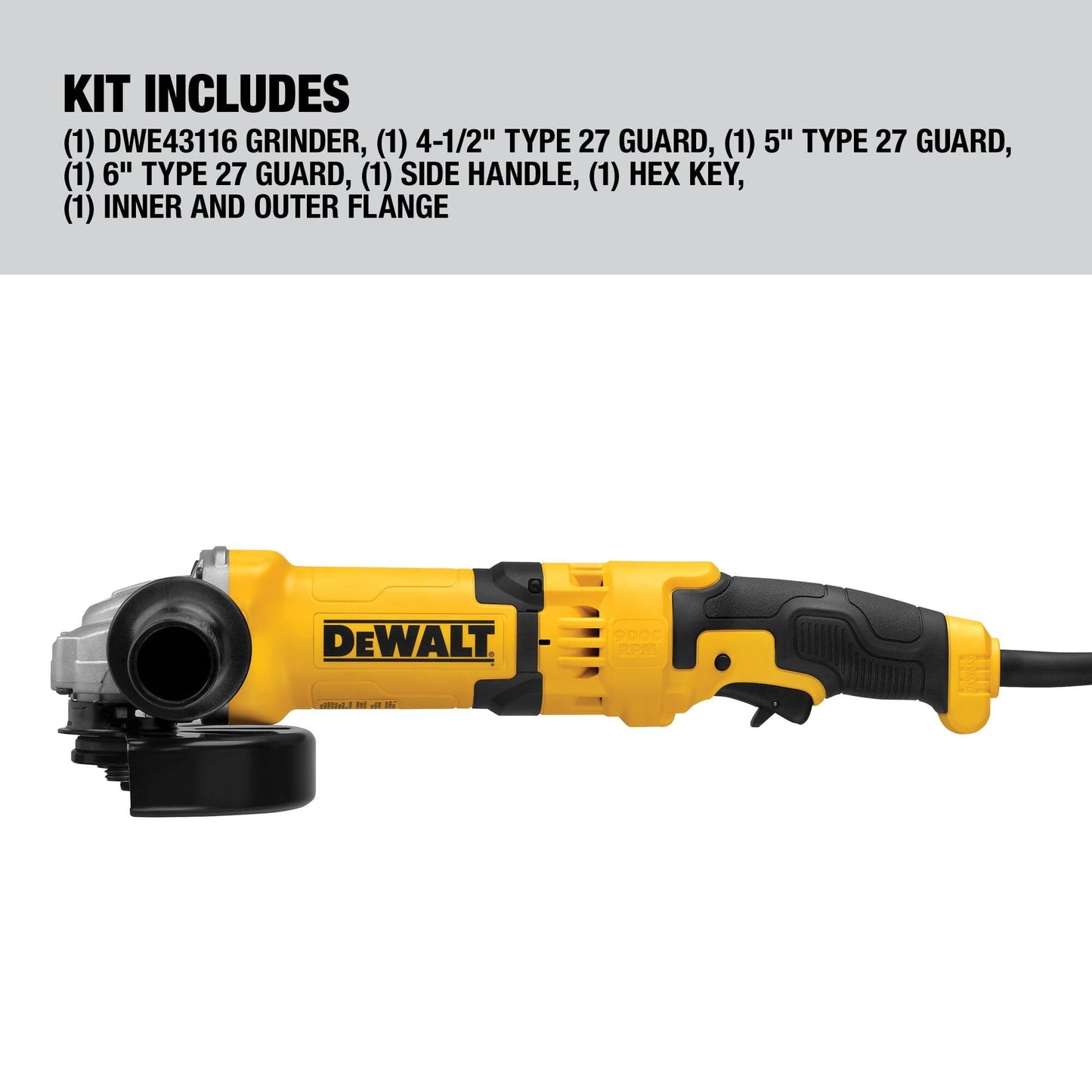 DEWALT Angle Grinder Tool, 4-1/2-Inch to 5-Inch, Trigger Switch (DWE43116)