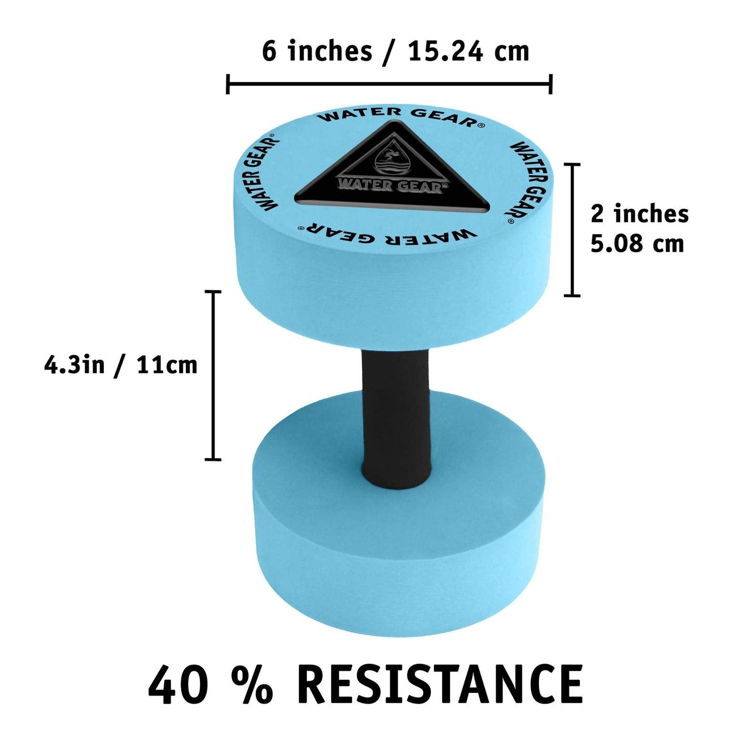 Water Gear Resistance Bells - Water Fitness and Pool Exercise - Intense Workout Without Added Stress - Easy on Joints (AQUA, 40% Resistance)