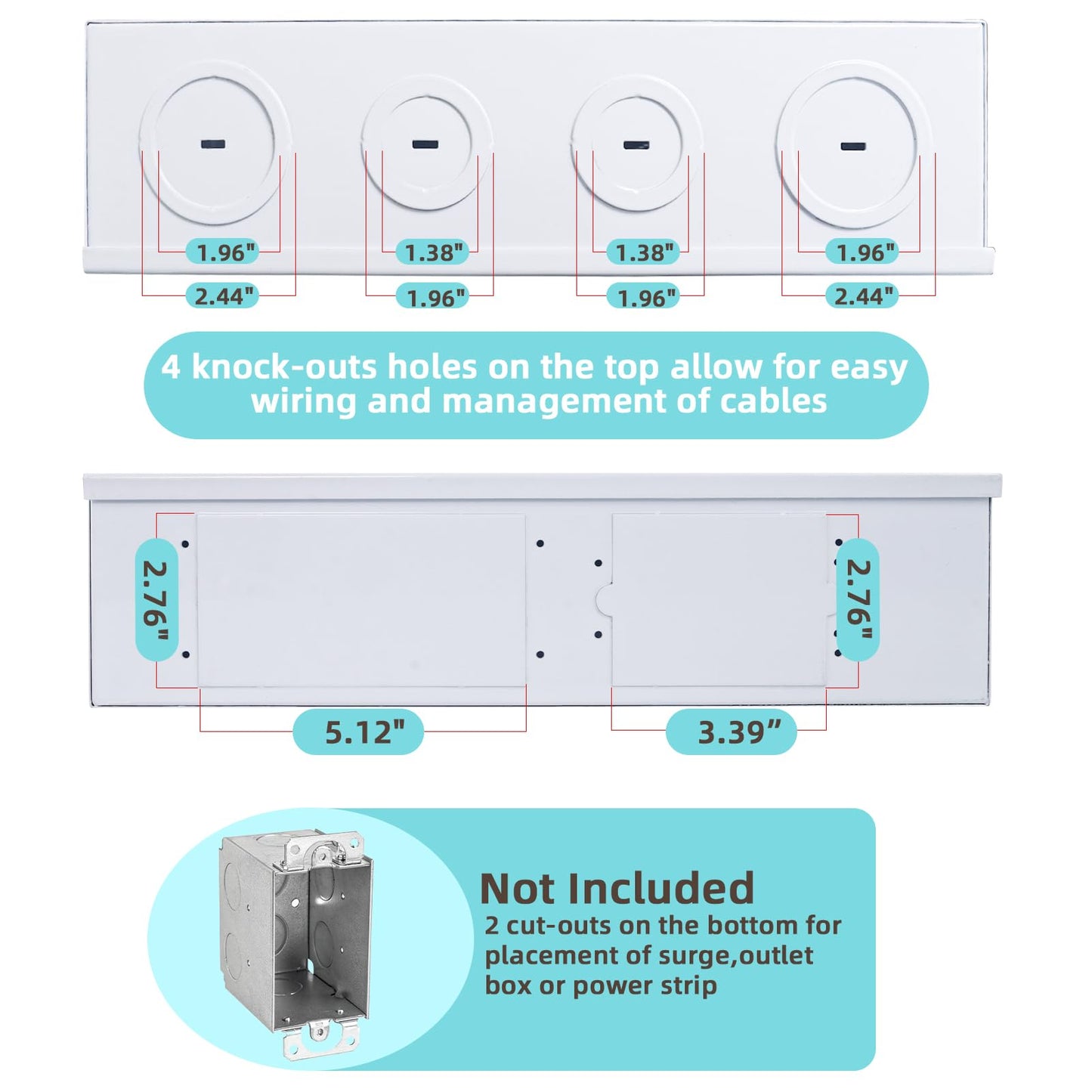 XMK 42 Inch Media Enclosure,WiFi Electrical Box,Cable Management Box for Organize Network/Router/Modem/Ethernet Switch Device,Structured Wiring Enclosure Media Box Cabinet with 180°Hinged Door