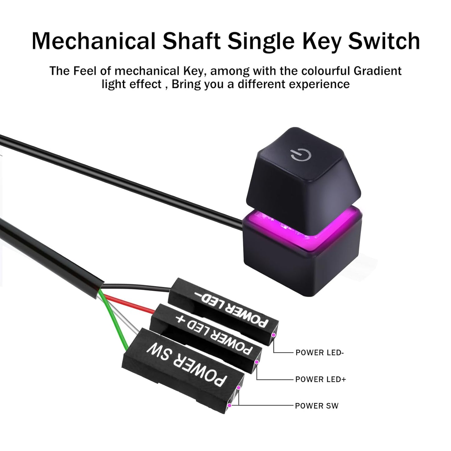 2M Reset 1.5cm Case-M20 External PC Power Switch with Cable, Mini Computer Power Button with Switch & RGB Gradient
