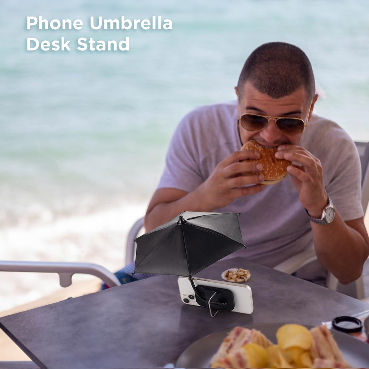 360Adjustable OUTXE Phone Umbrella for Sun, Shade Cover for Cell iPhone/Android/Kindle, Mini Cellphone Shield Suction