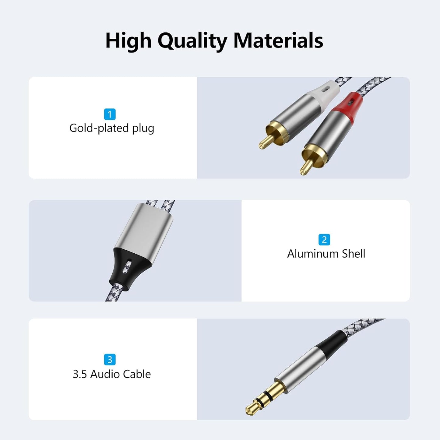 Liaoan Weiyu 3.5mm 2 3.5mm 2 MP3 to RCA Adapter Cable, to RCA Audio Cable, Suitable for TVs, Computers, Mobile Phones