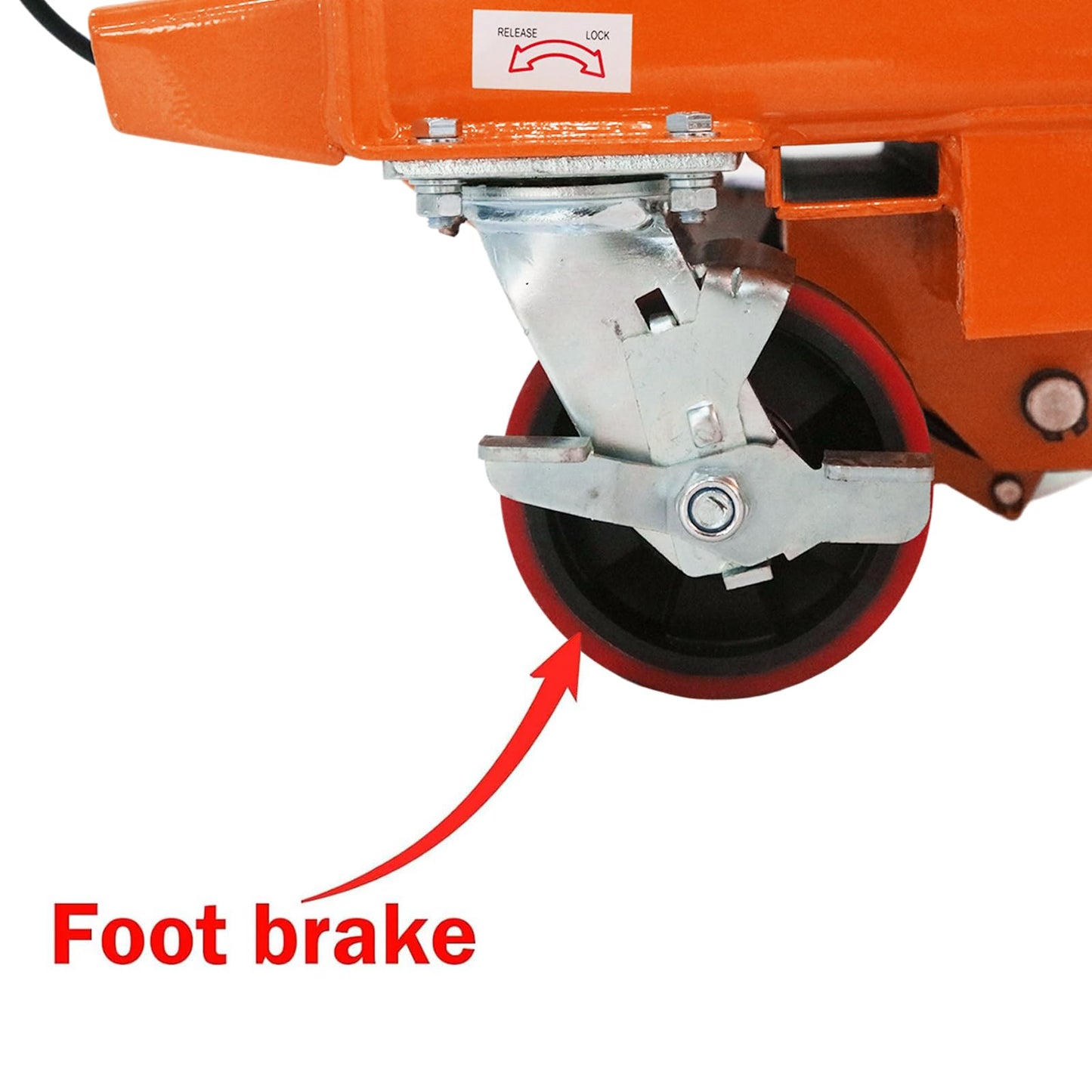 APOLLOLIFT Hydraulic Lift Table, 1100lbs Capacity 35.4" Lifting Height, Single Scissor Lift Table Cart with 4 Wheels and Safety Back Guard for Material Handling and Transportation, Orange