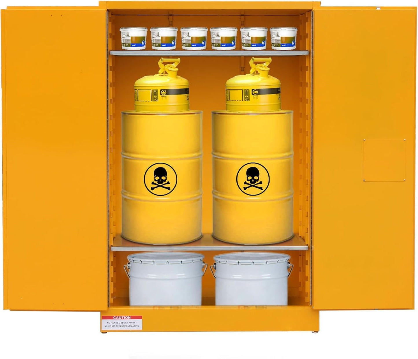 Flammable Storage Cabinet 43" x 18" x 65", 45 Gallon Galvanized Steel Flammable Liquid Storage Locker with 2 Adjustable Shelves & Manual-Close Doors, OSHA Compliant Industrial Hazardous Storage, Yell