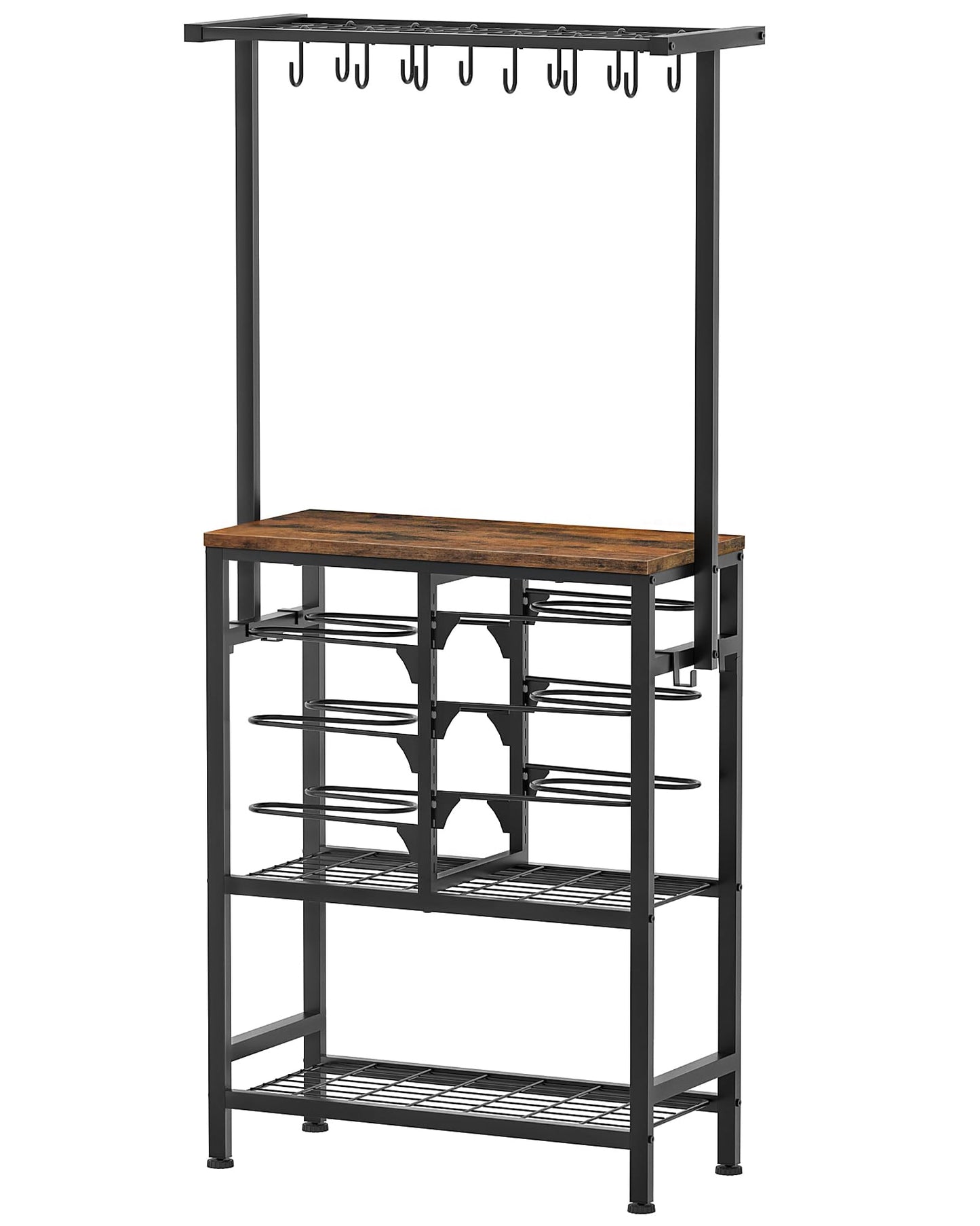 CHOEZON Pots and Pans Organizer Rack, Kitchen Bakers Rack, Multi-Tier Storage Shelf, Kitchen Island Table, Cooking Rack with Pots and Pans Storage, Rustic Brown and Black TPR60BF