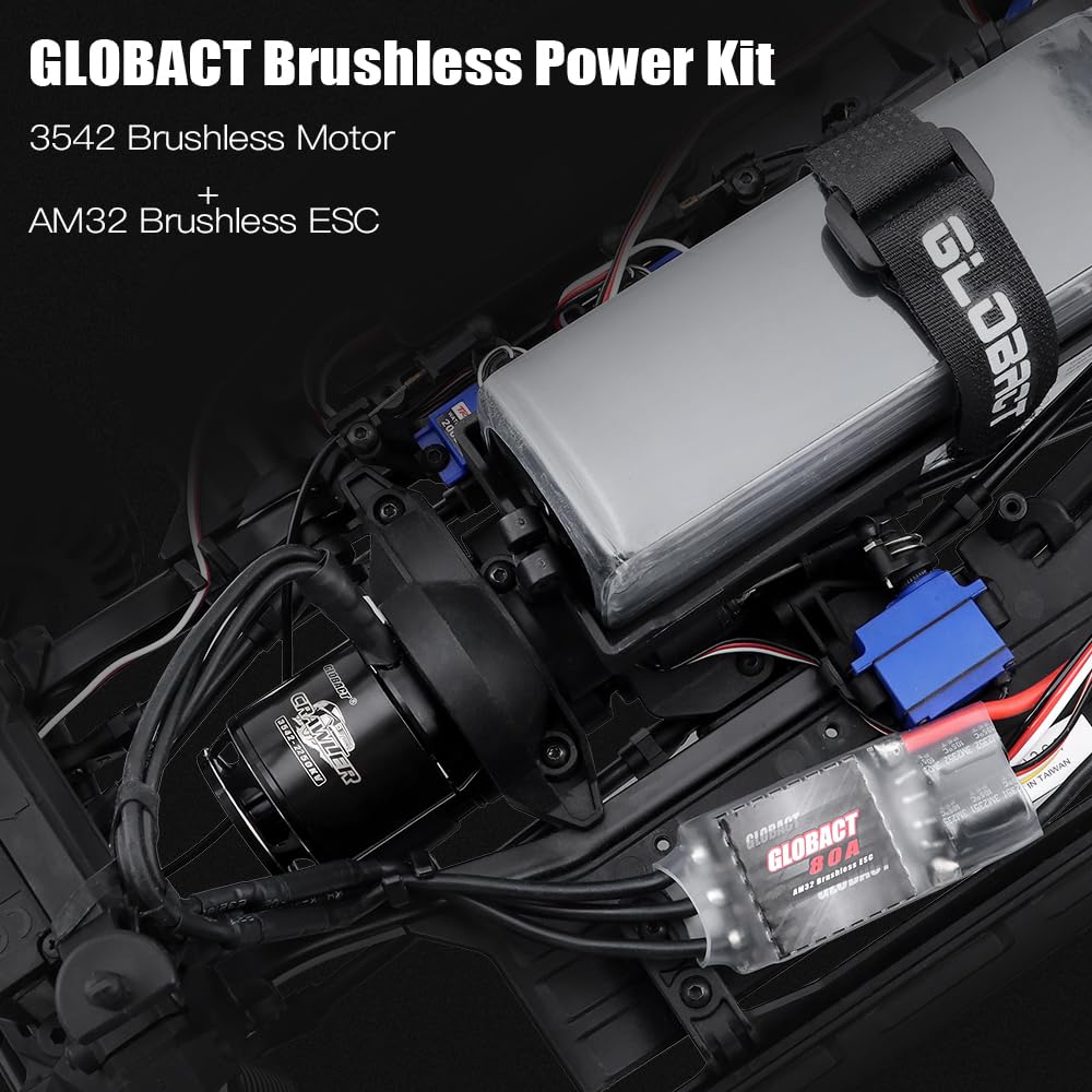 GLOBACT AM32 80A Crawler ESC and 3542 Brushless Motor Kit for 1/8 1/10 RC Crawler Car Axial SCX10 TRX-4 TRX-6 (2250KV 3542)