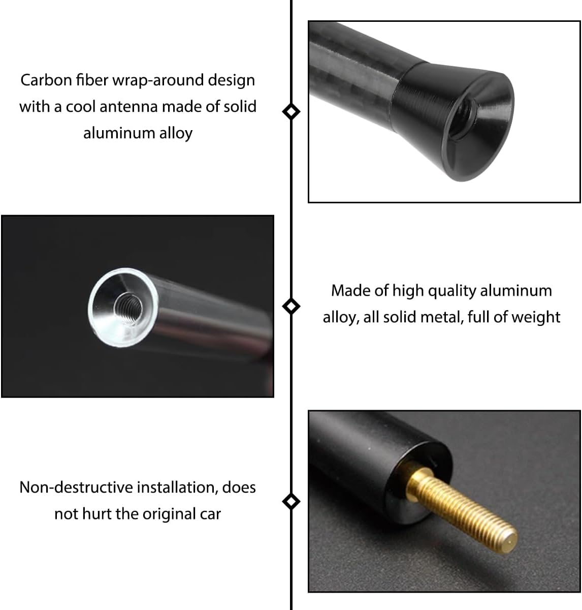 YTFRL 1.37 Inch 1.37 inches) Car Short Antenna, Stubby Aluminum Alloy Radio Antenna Replacement with Screws Rubber