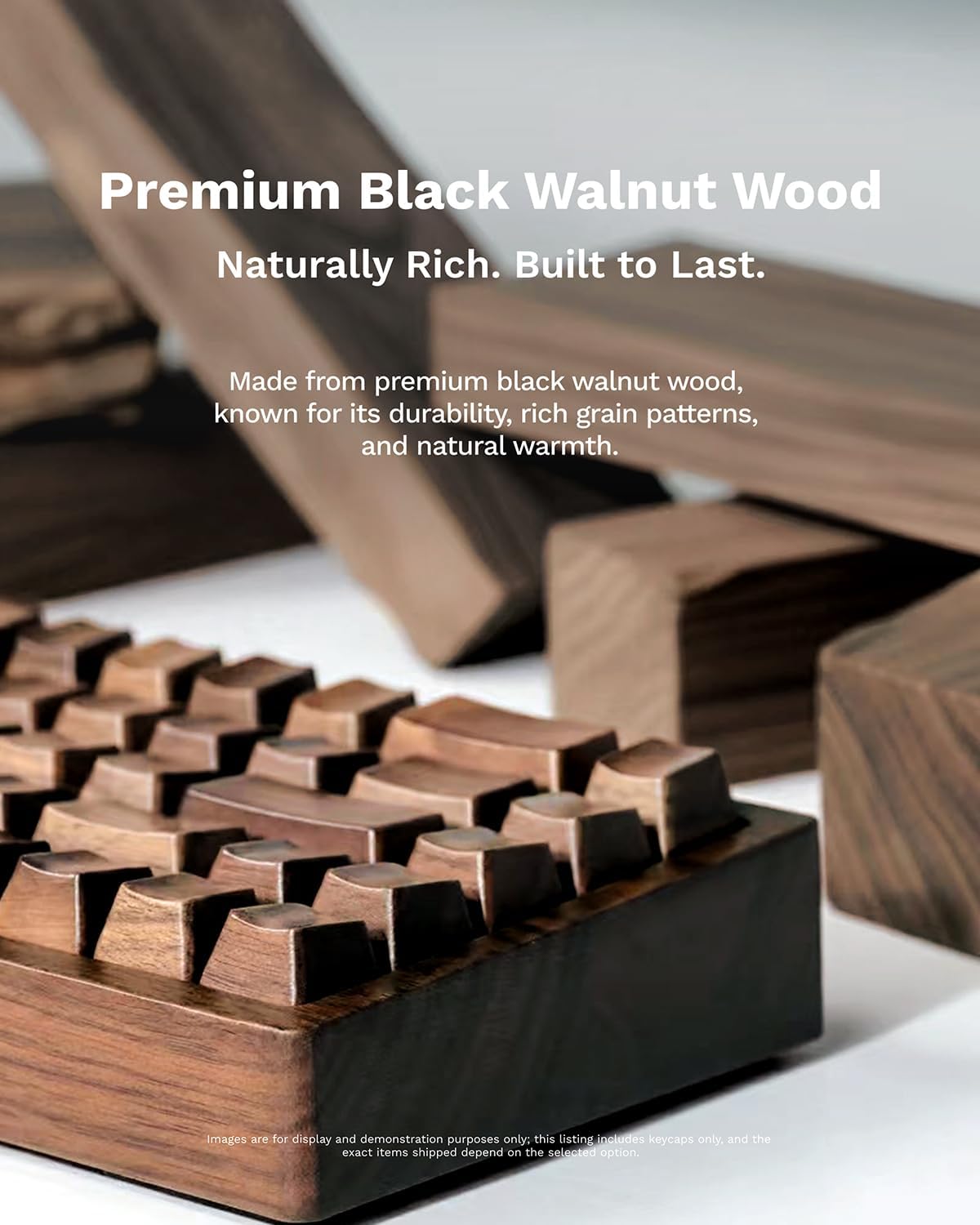 Loha Custom Set, Sets (R4 1.00U (1-Key)) Black Walnut Wood Keycaps, Wooden Keycap for Mechanical Keyboard, OEM Profile