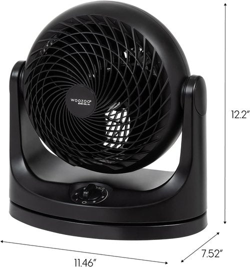 IRIS USA WOOZOO Desk Fan - Oscillating Air Circulator with 3 Speeds & 112° Tilt - Quiet & Compact for Bedroom/Office, Black