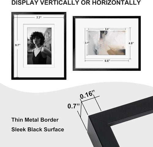 Egofine 8x10 Aluminum Picture Frame - Versatile Display for 4x6, 5x7, or 8x10 Photos | Black Finish