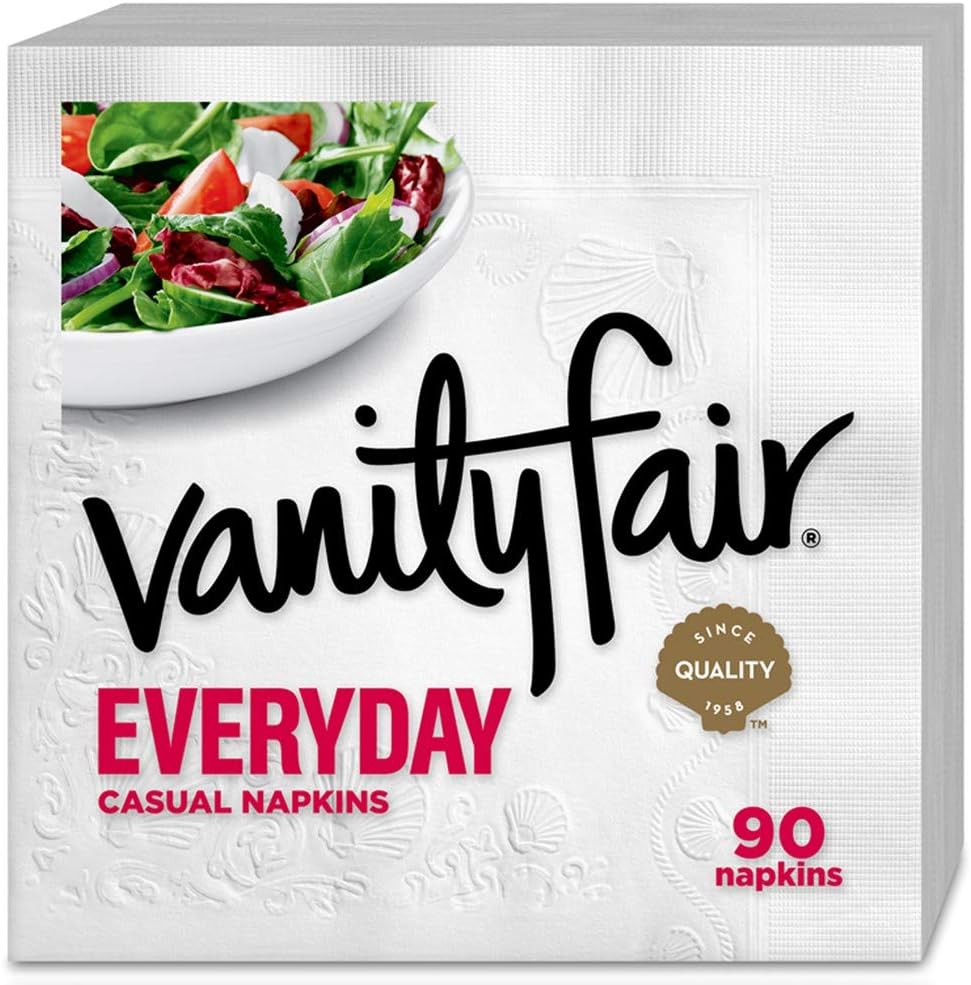 Vanity Fair Everyday Napkins - 1080 Count White Paper Napkins | Convenient Pack of 12