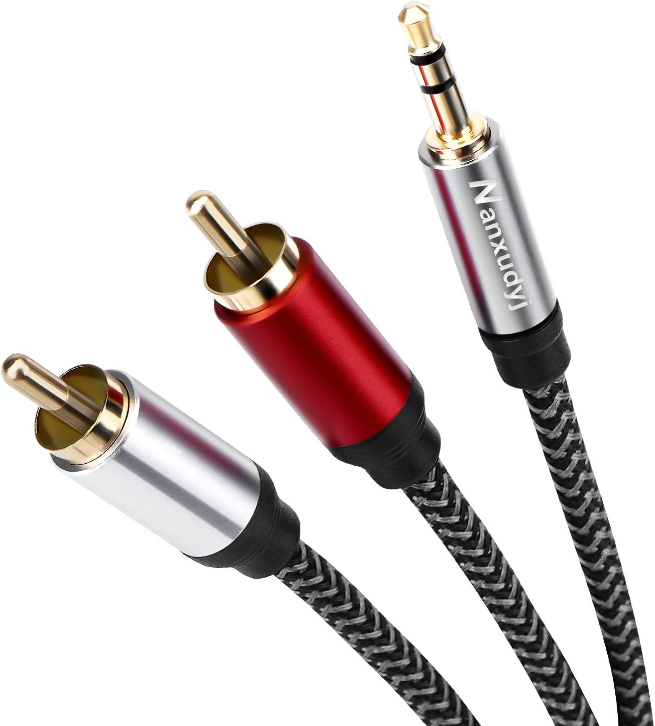 Nanxudyj 3.5mm 2RCA 1ft,3.5mm 2RCA MP3 2RCA to Audio Cable AUX to Audio Cable for Stereo Receiver Speaker Smartphone