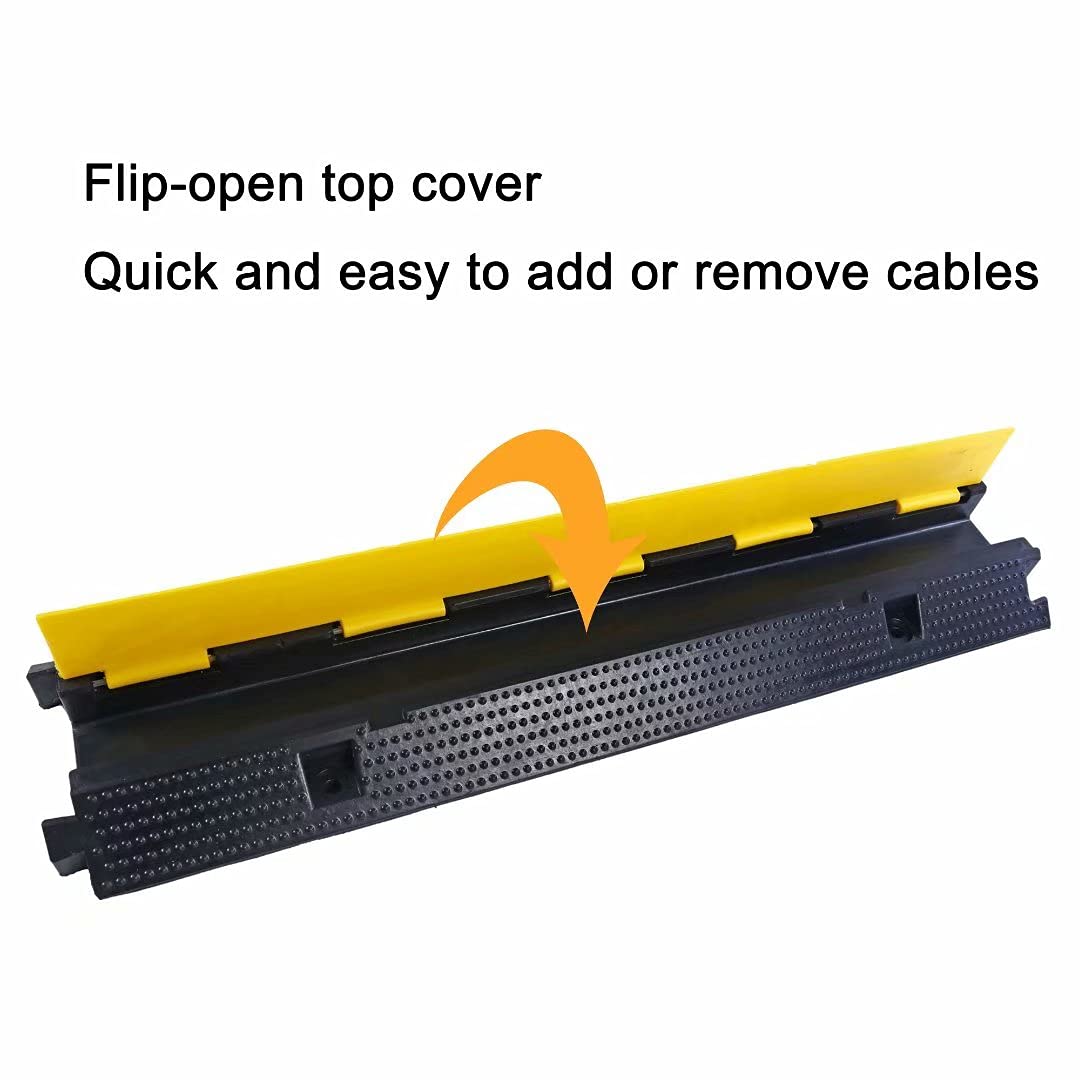 YONSHENG Rubber Cable Ramp Cord Cover Cable Protector Ramps Wire Hose Protective 1 Channel 22000Lbs Load Capacity Traffic Speed Bump for Asphalt Concrete Gravel Driveway Indoor Outdoor, 5 Pack